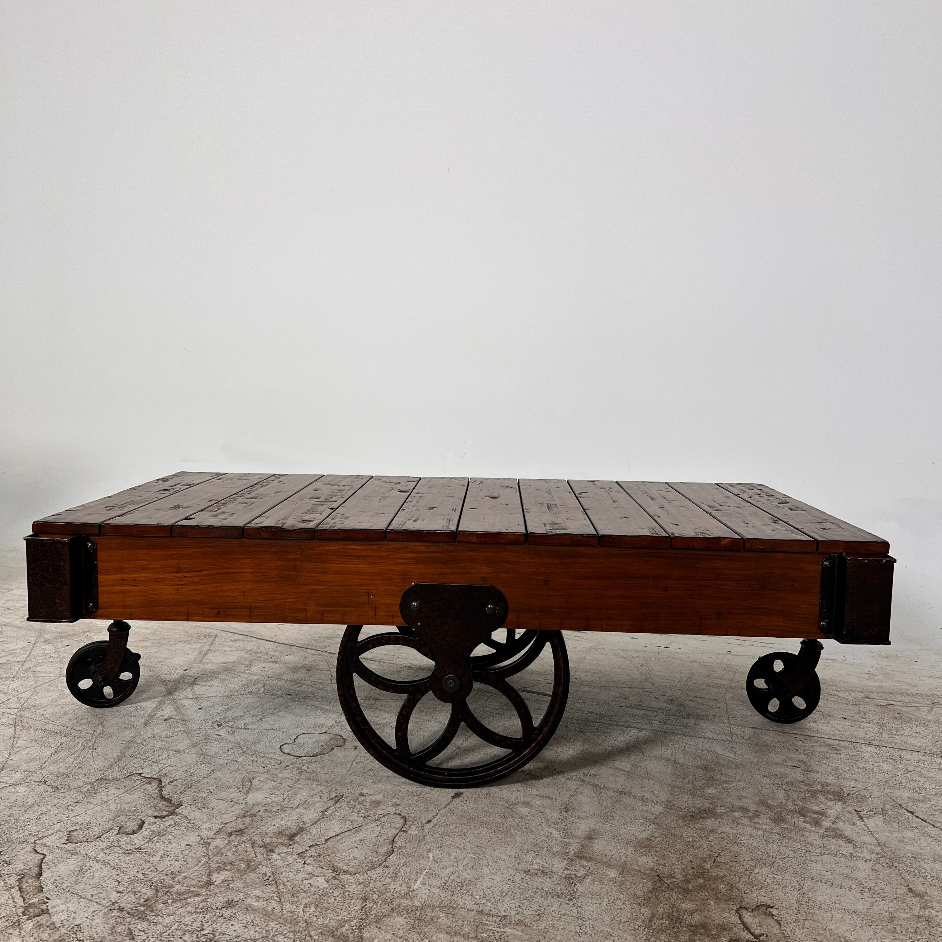 Restoration Hardware Rail Cart Coffee Table. RH MCM reclaimed wood. Delivery available