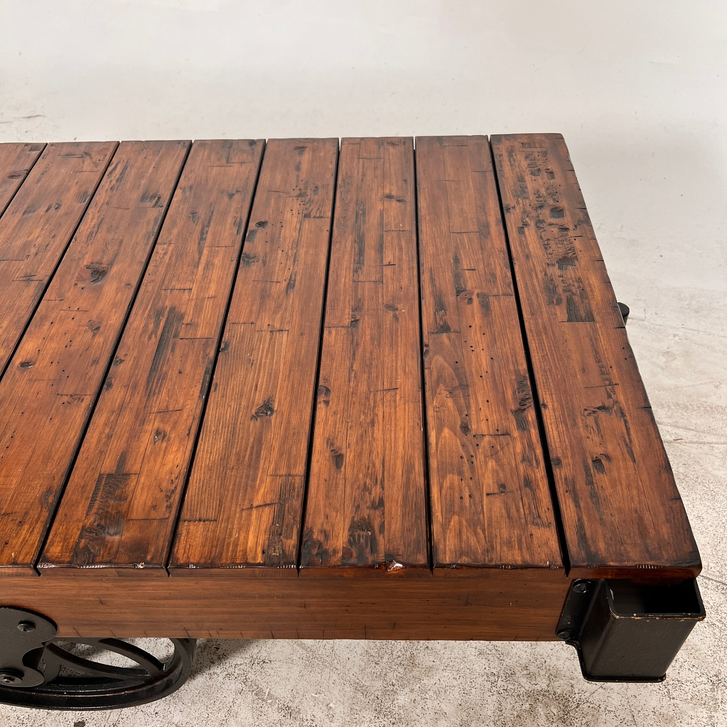 Restoration Hardware Rail Cart Coffee Table. RH MCM reclaimed wood. Delivery available