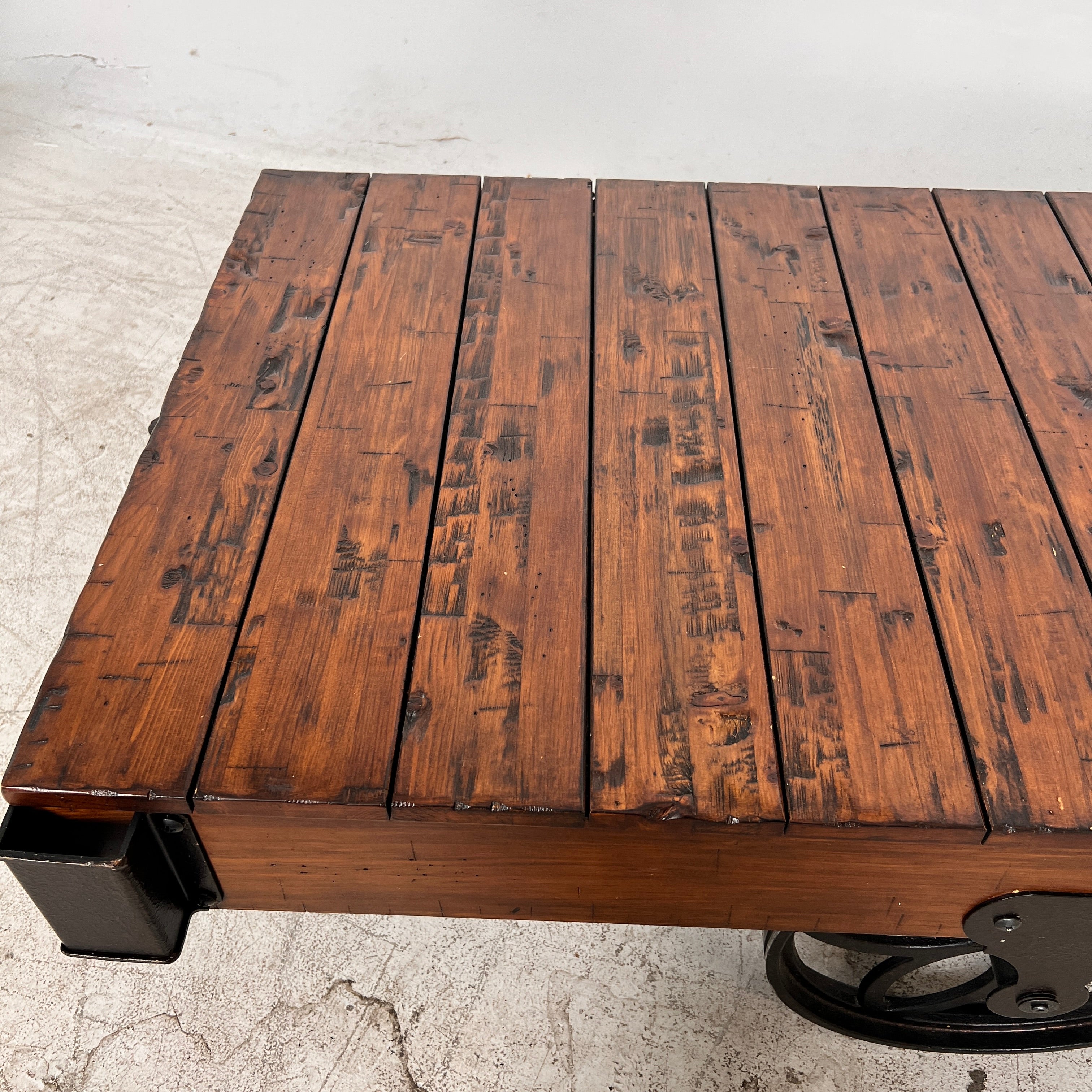 Restoration Hardware Rail Cart Coffee Table. RH MCM reclaimed wood. Delivery available