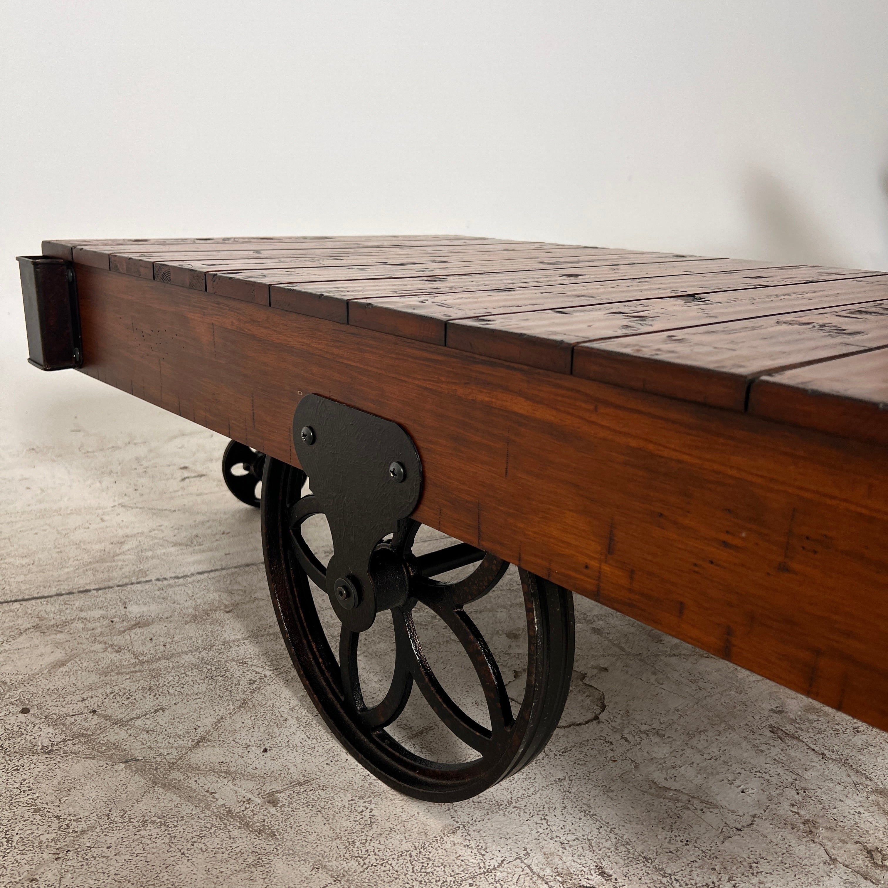 Restoration Hardware Rail Cart Coffee Table. RH MCM reclaimed wood. Delivery available