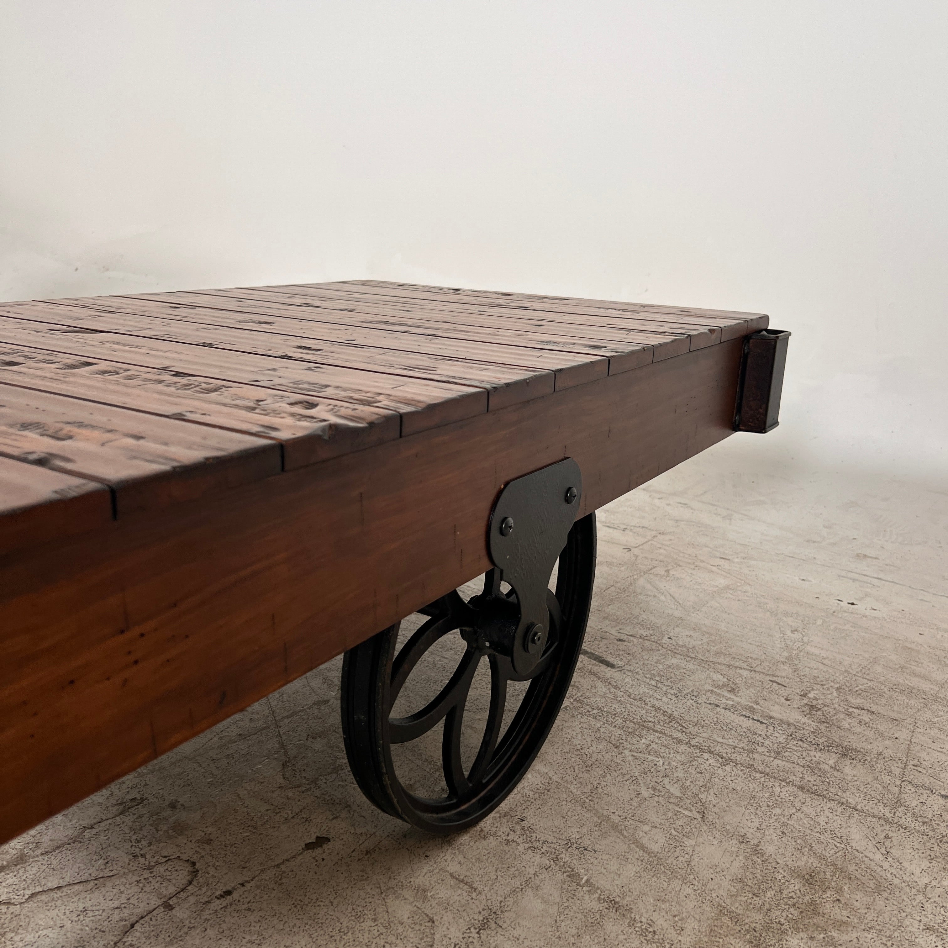 Restoration Hardware Rail Cart Coffee Table. RH MCM reclaimed wood. Delivery available