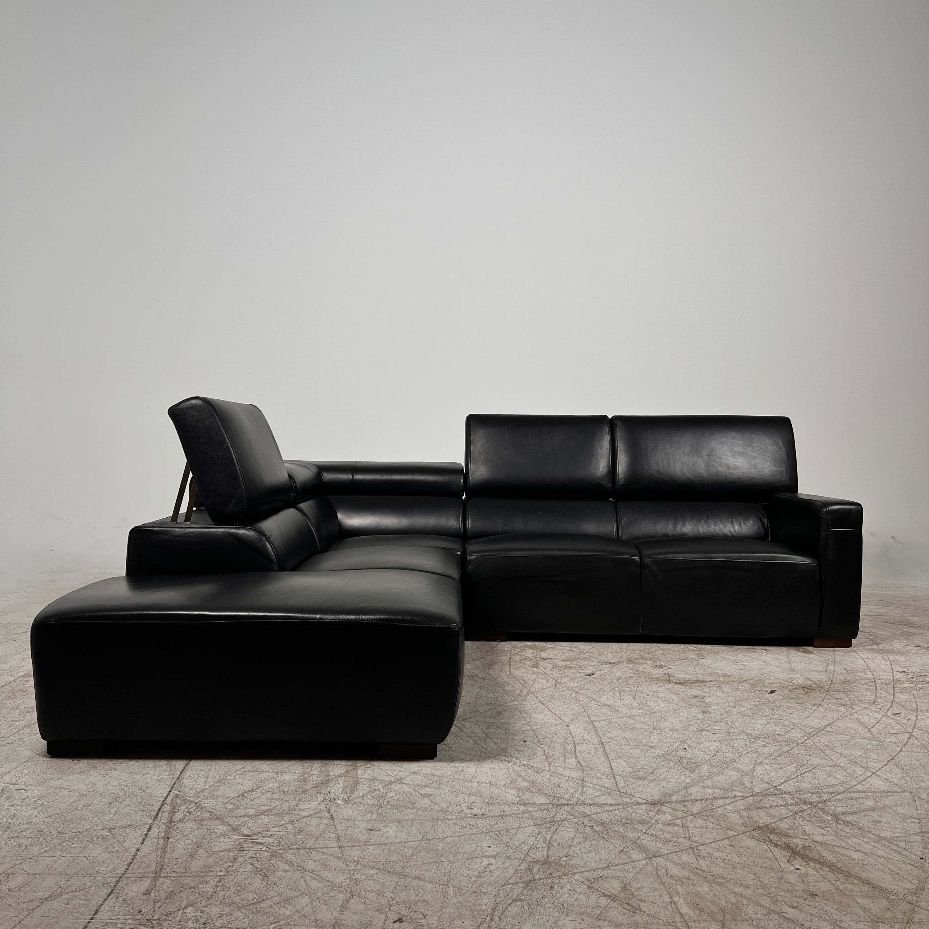 Black leather Sectional. Top grain leather L shaped sofa couch. Delivery available