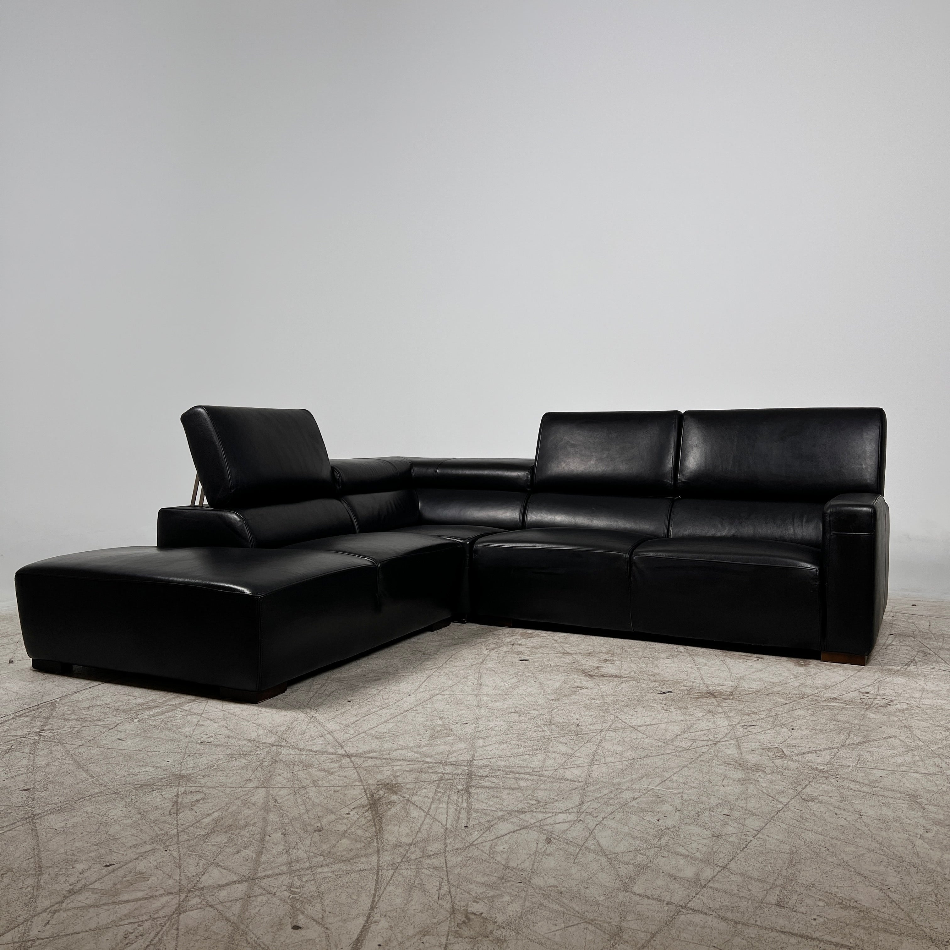 Black leather Sectional. Top grain leather L shaped sofa couch. Delivery available