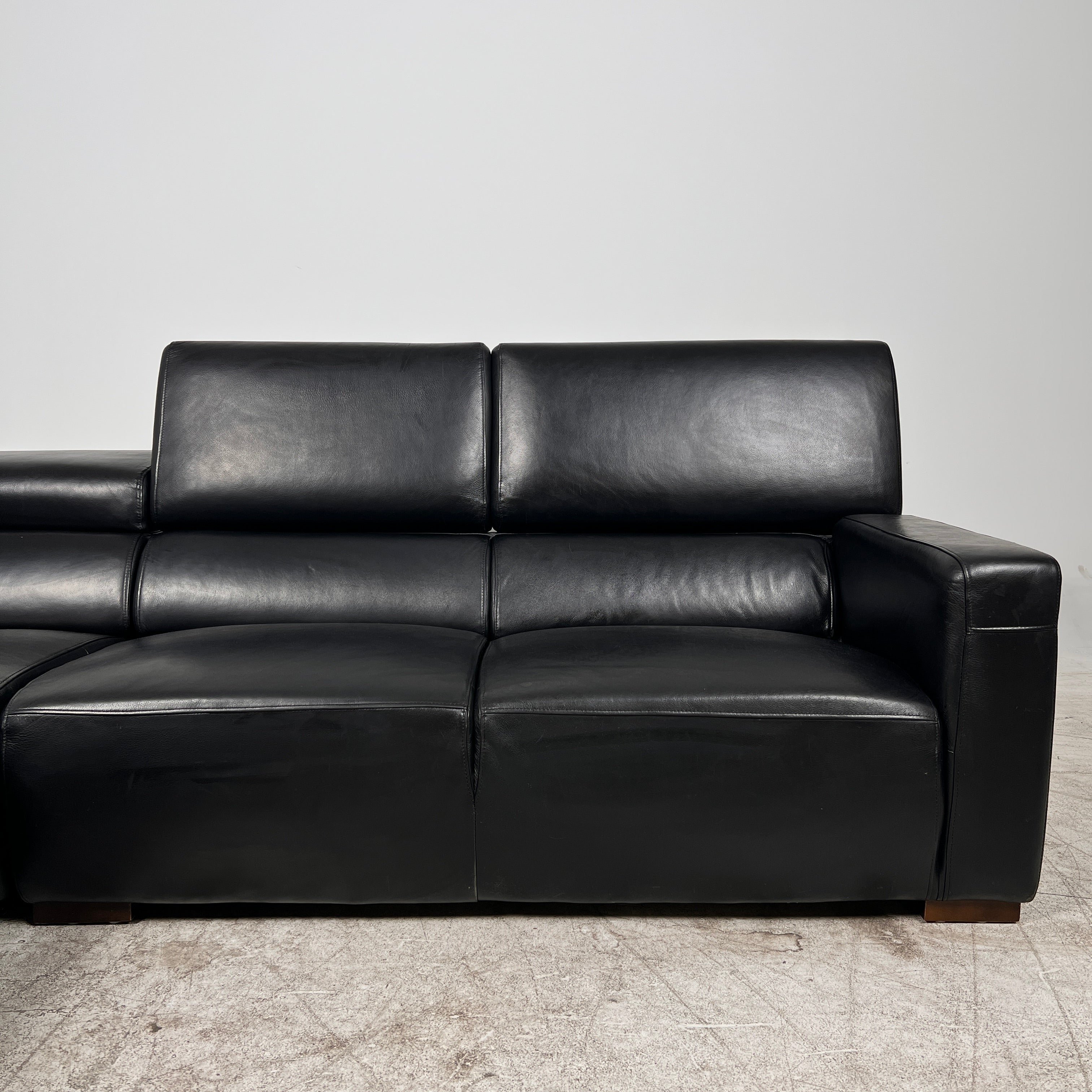 Black leather Sectional. Top grain leather L shaped sofa couch. Delivery available