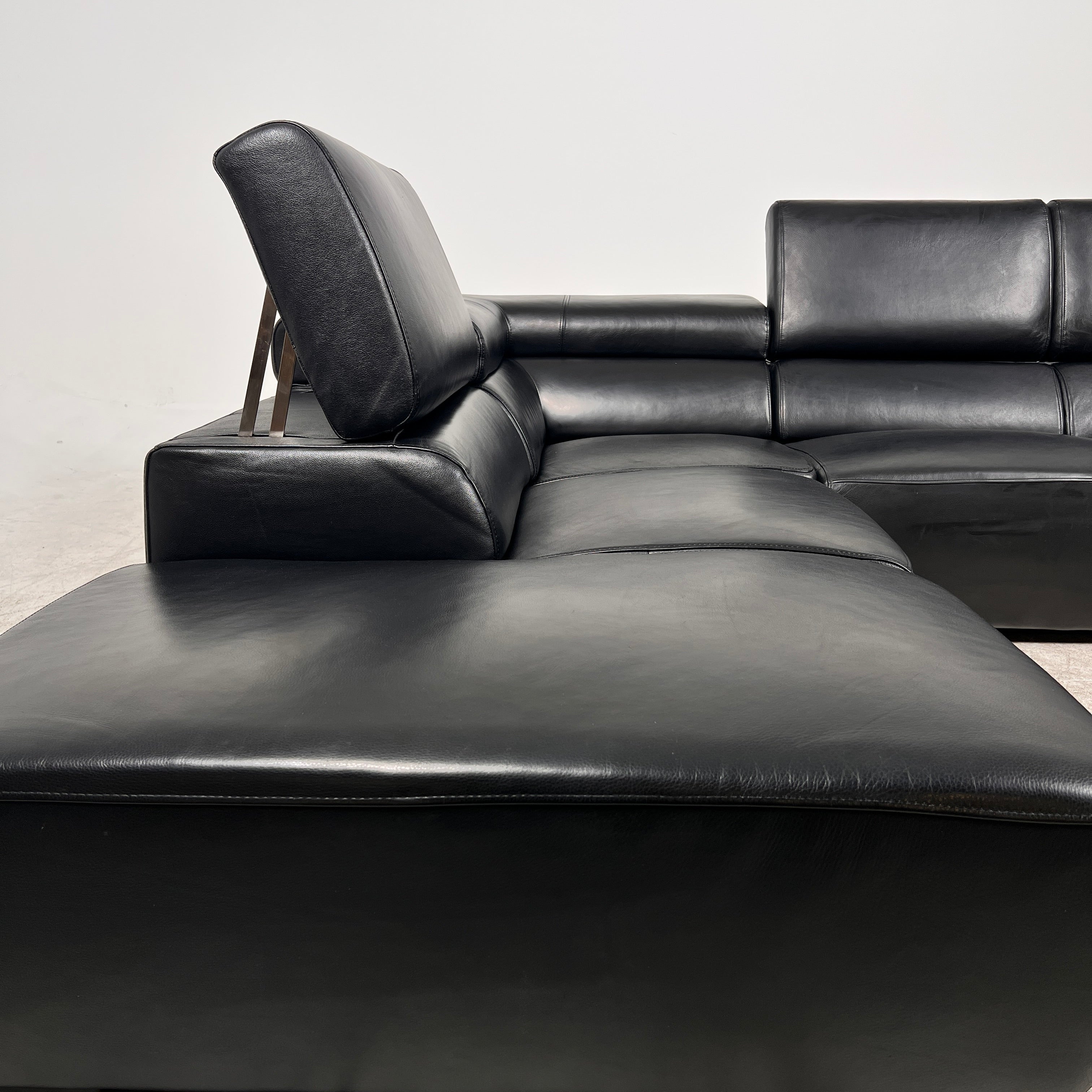 Black leather Sectional. Top grain leather L shaped sofa couch. Delivery available