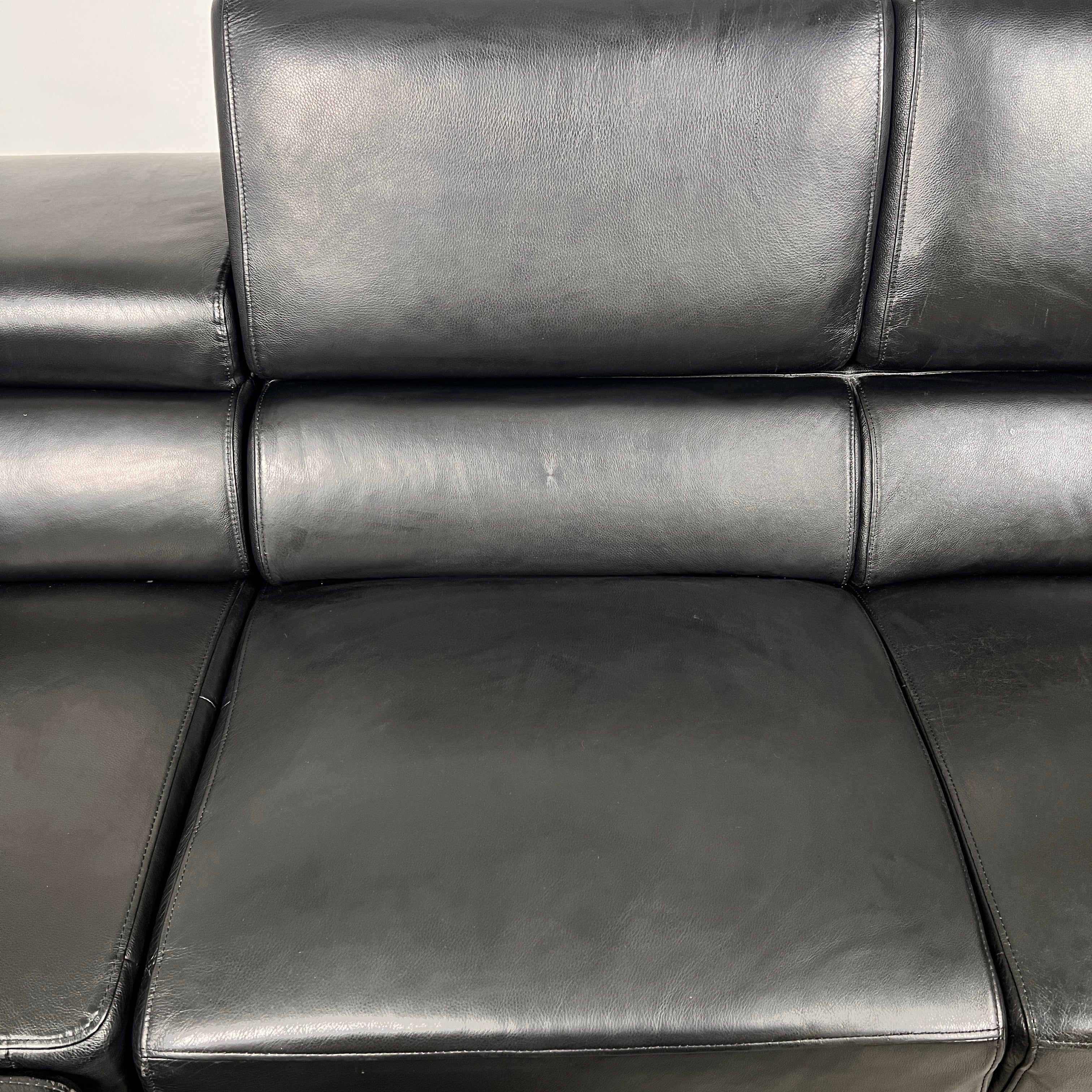 Black leather Sectional. Top grain leather L shaped sofa couch. Delivery available