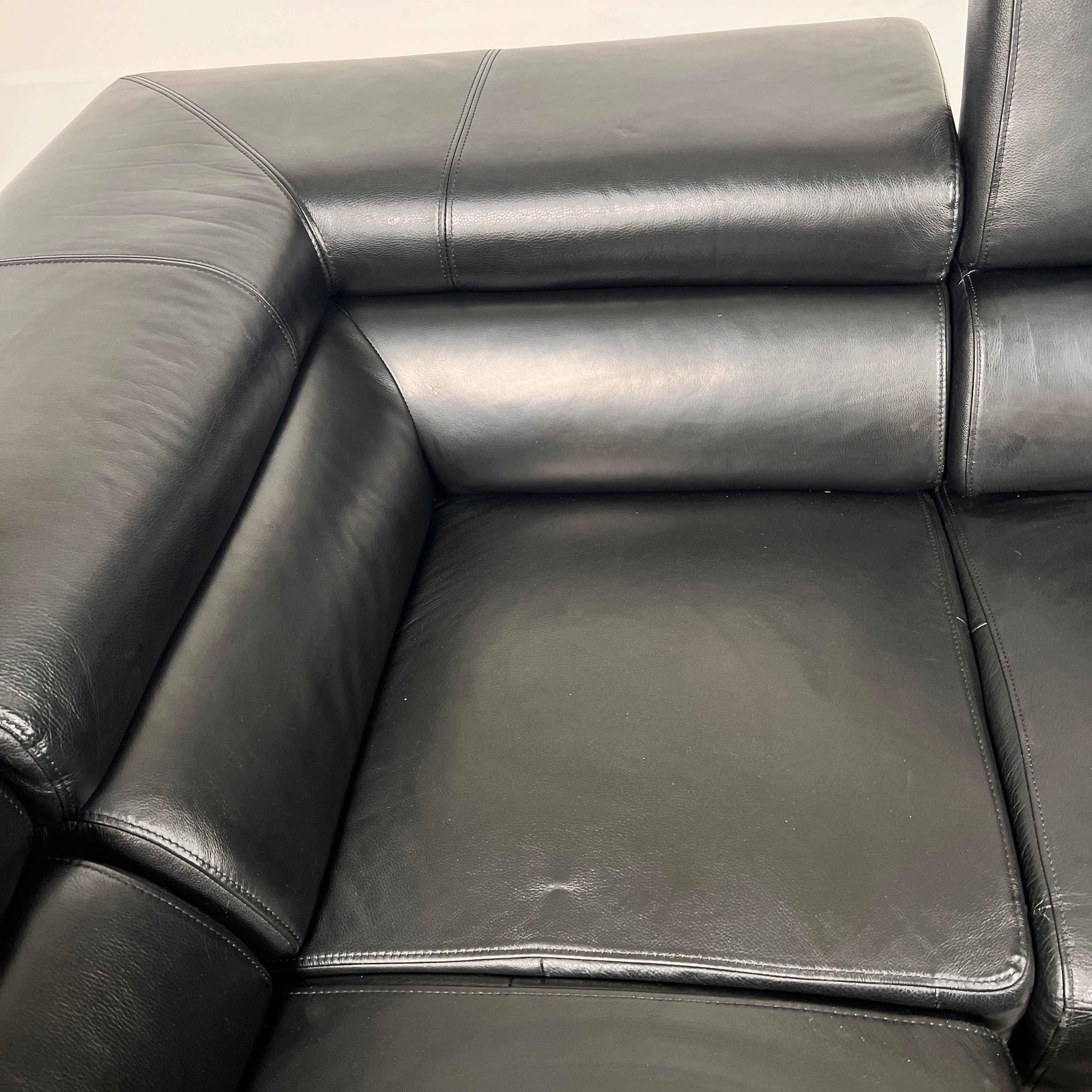Black leather Sectional. Top grain leather L shaped sofa couch. Delivery available