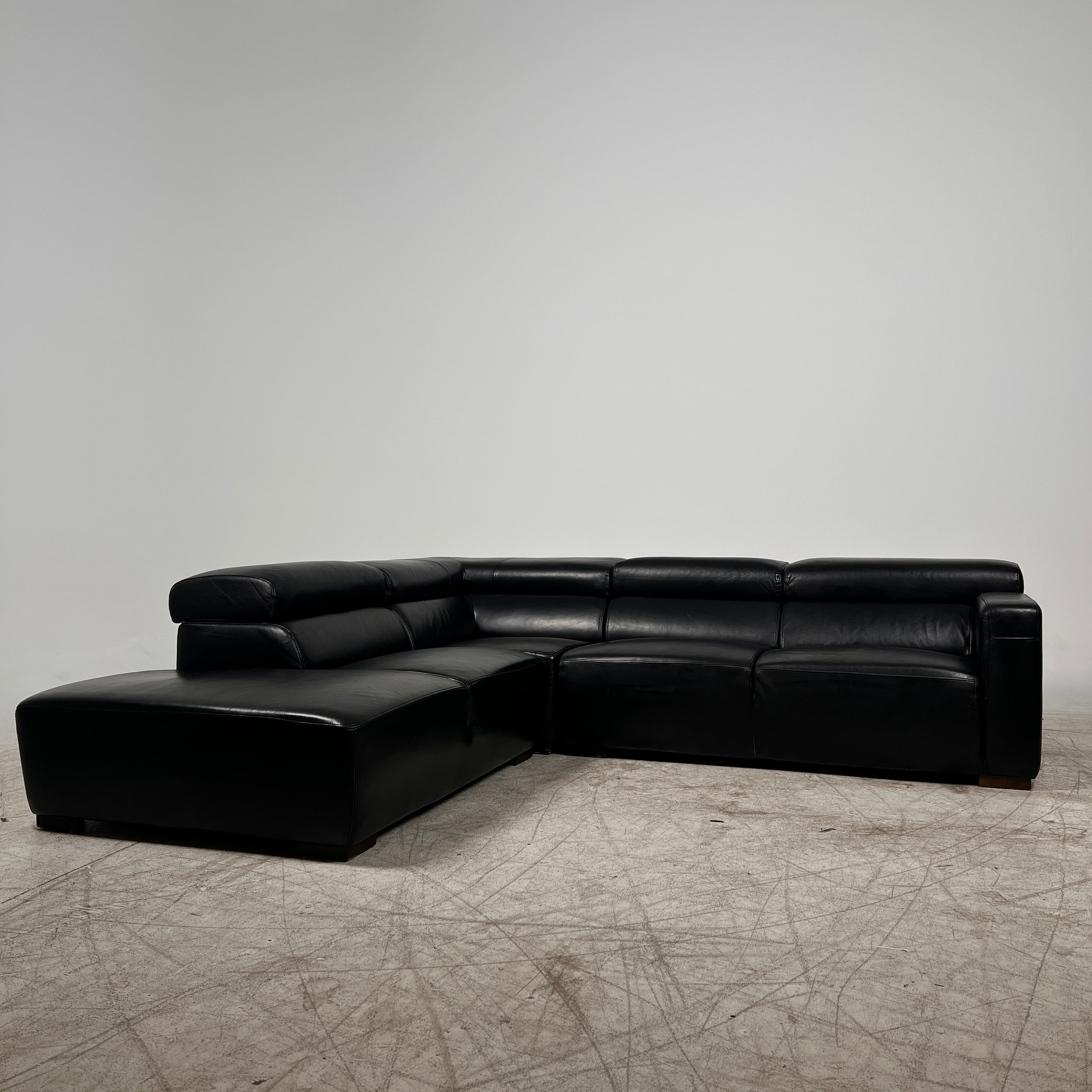 Black leather Sectional. Top grain leather L shaped sofa couch. Delivery available