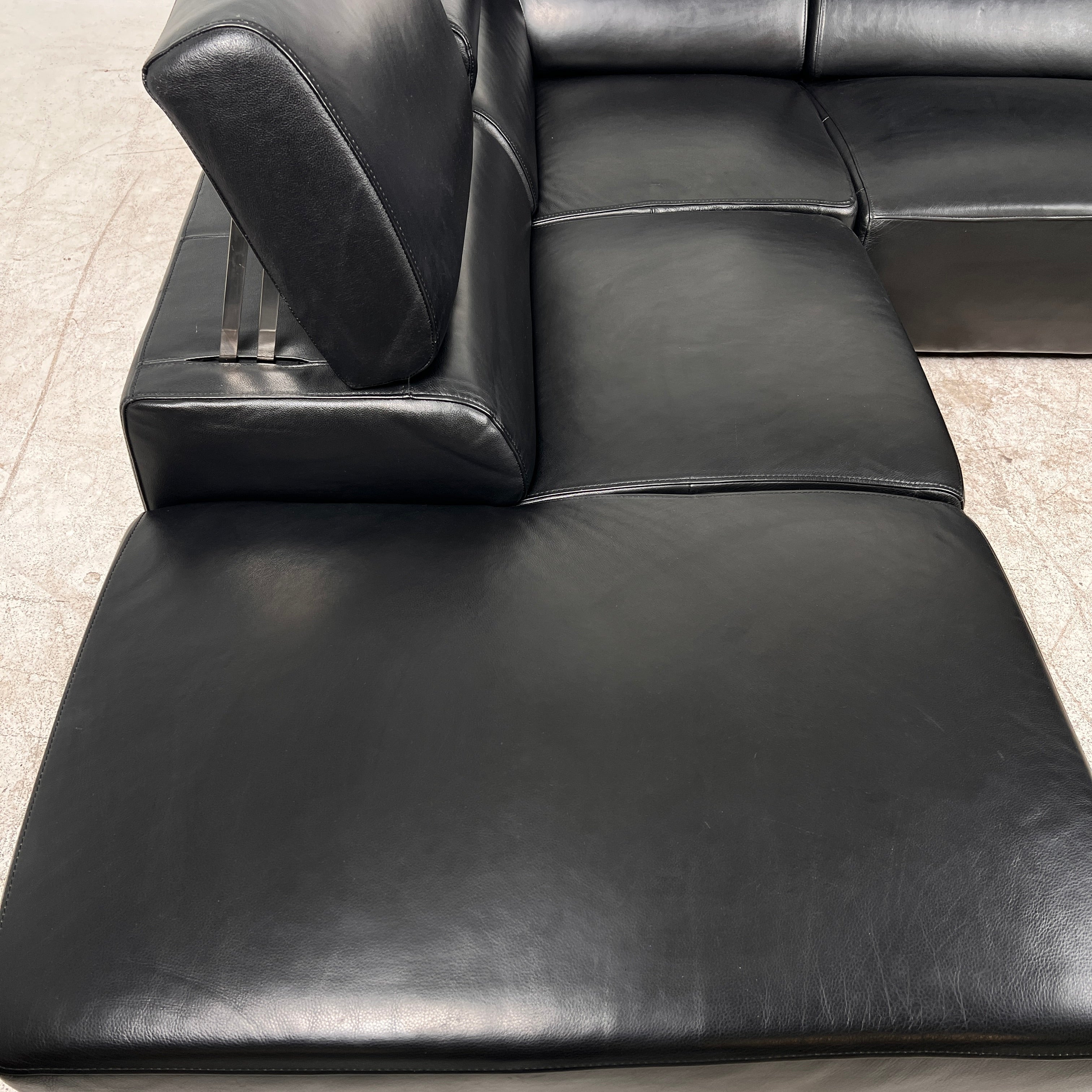 Black leather Sectional. Top grain leather L shaped sofa couch. Delivery available