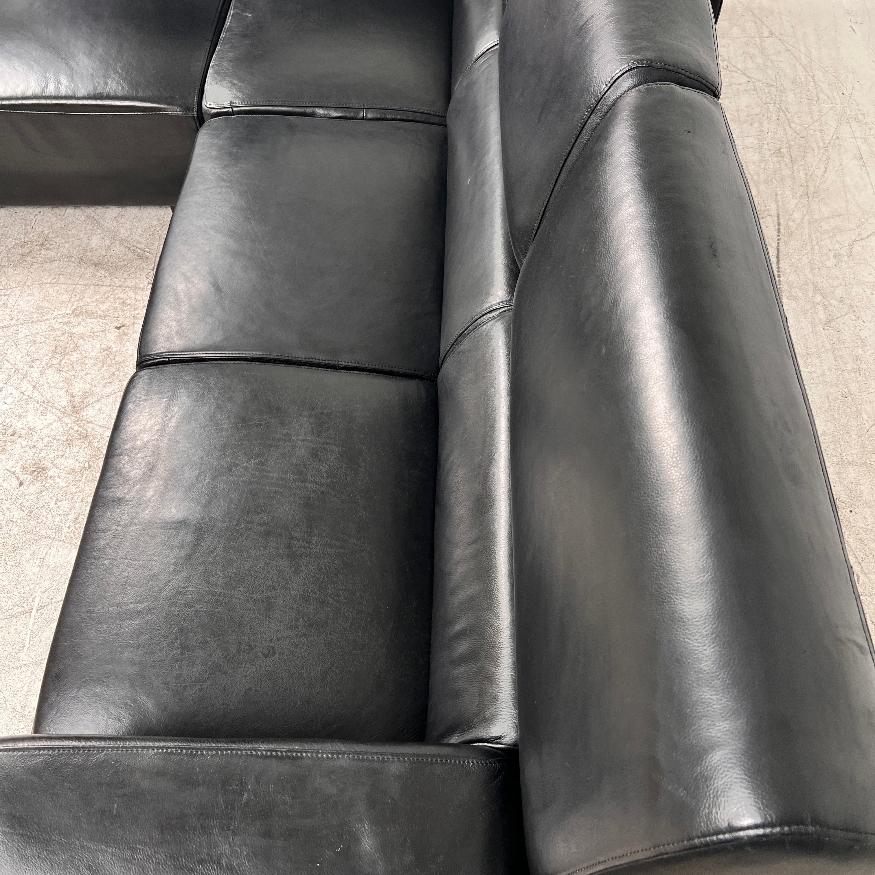 Black leather Sectional. Top grain leather L shaped sofa couch. Delivery available