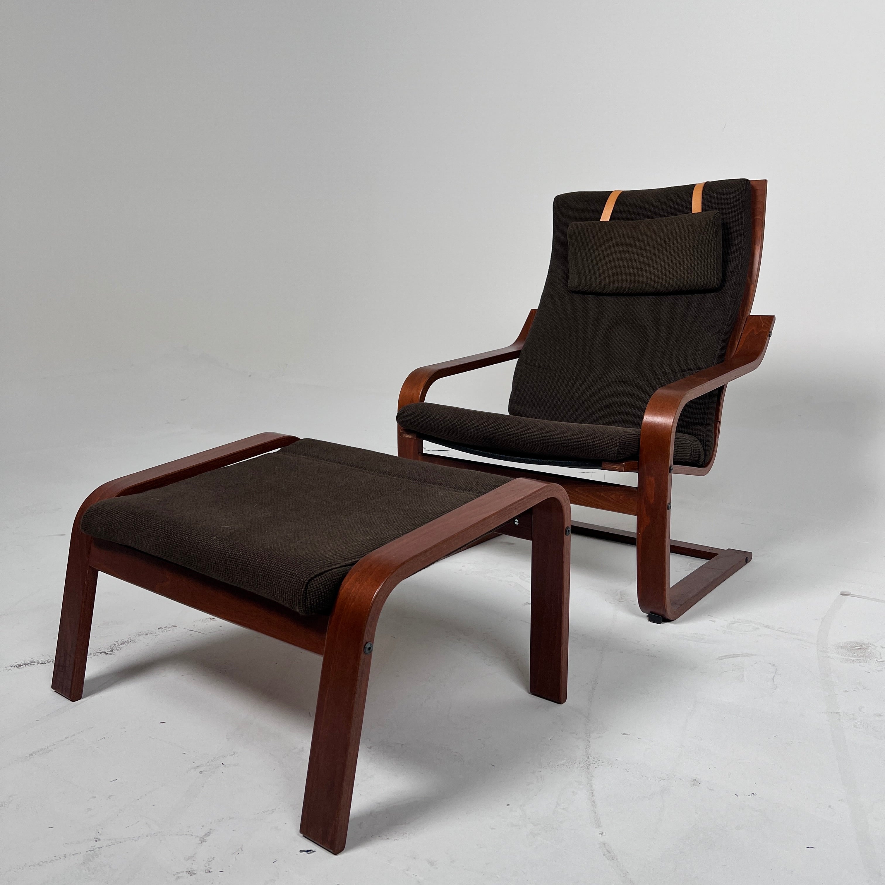 Ikea Poang Chair + ottoman. Wood and Fabric chair. Delivery available