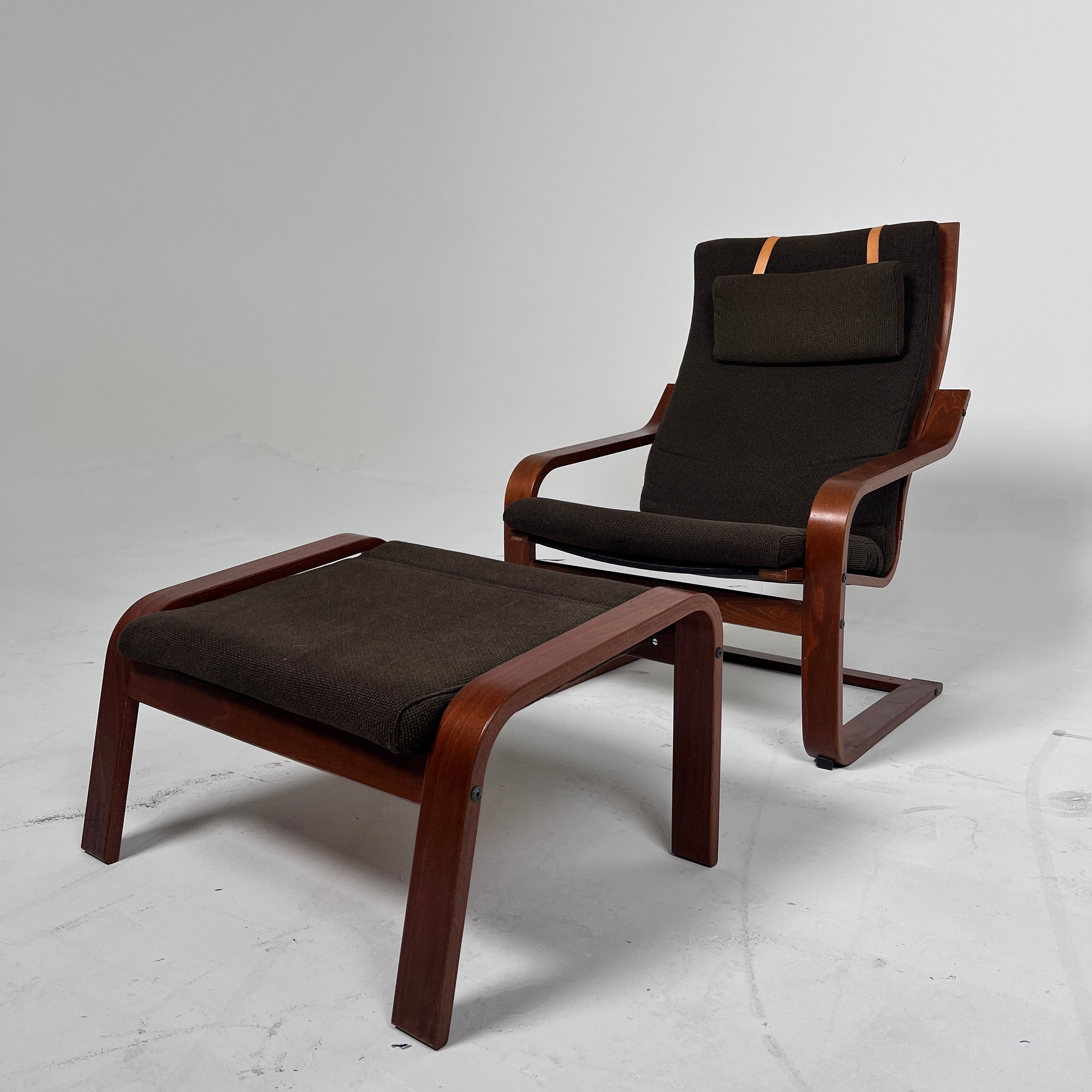 Ikea Poang Chair + ottoman. Wood and Fabric chair. Delivery available