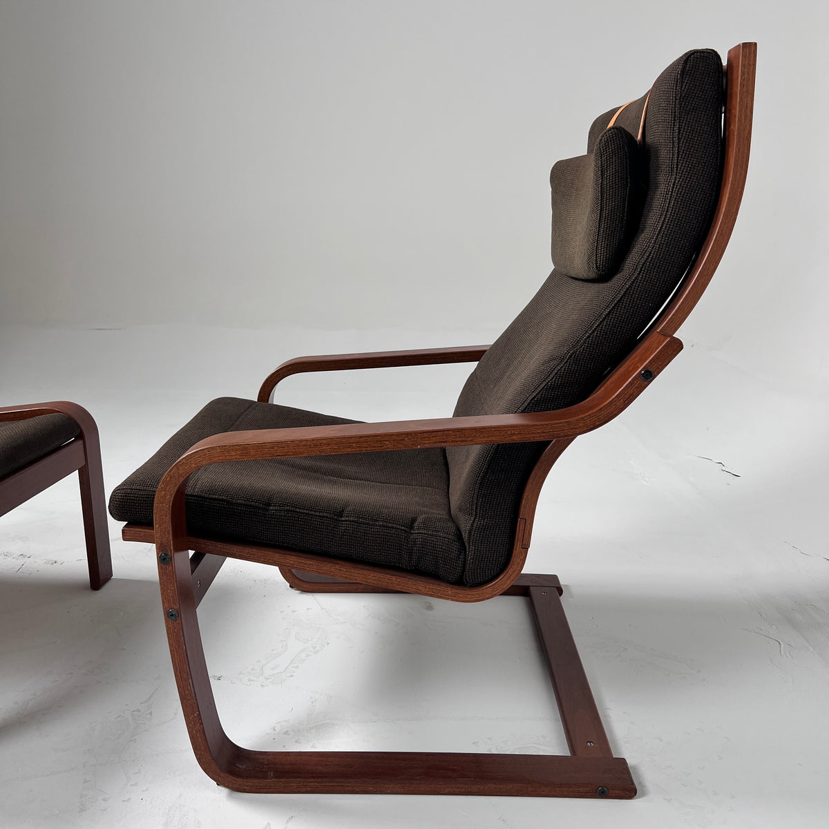 Ikea Poang Chair + ottoman. Wood and Fabric chair. Delivery available