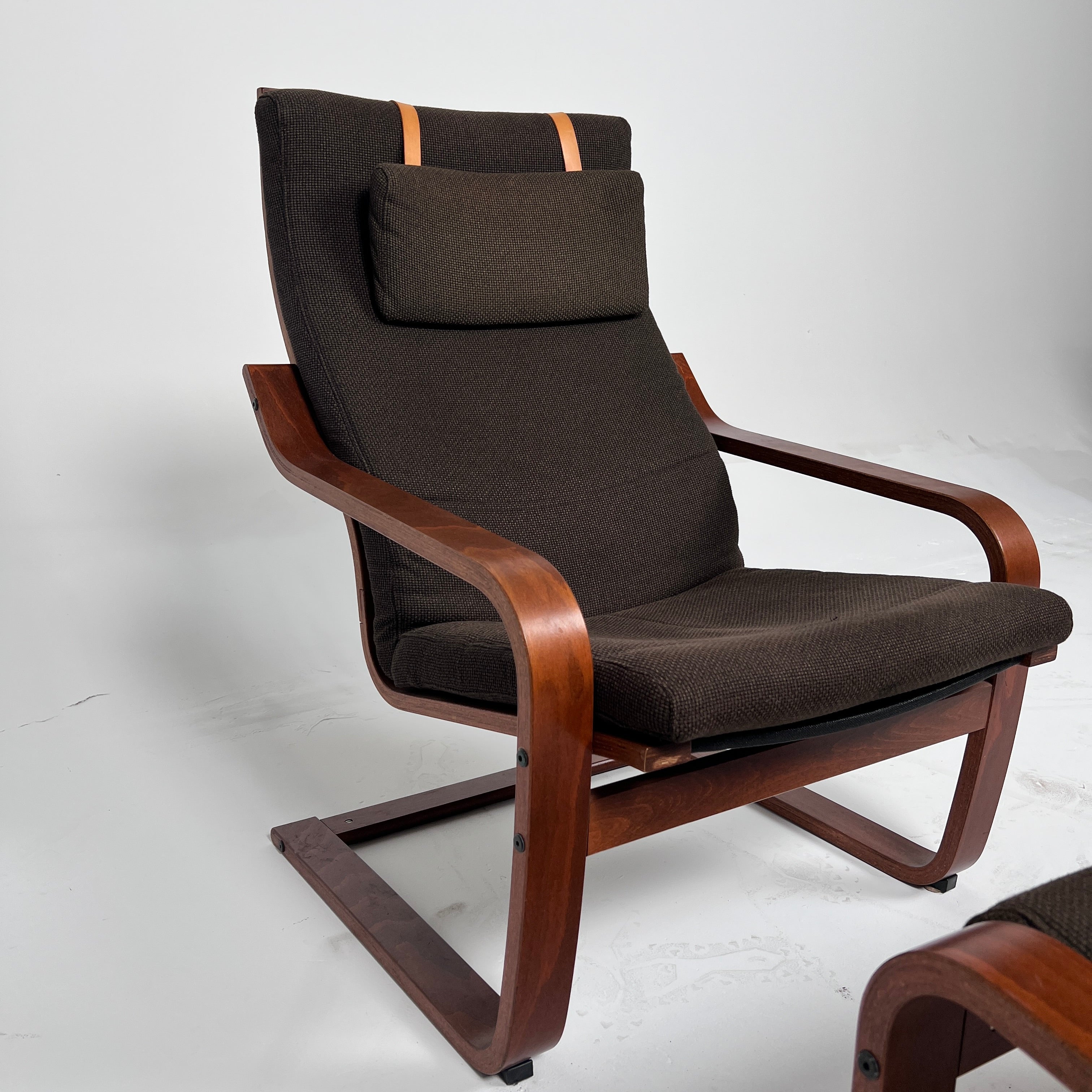 Ikea Poang Chair + ottoman. Wood and Fabric chair. Delivery available