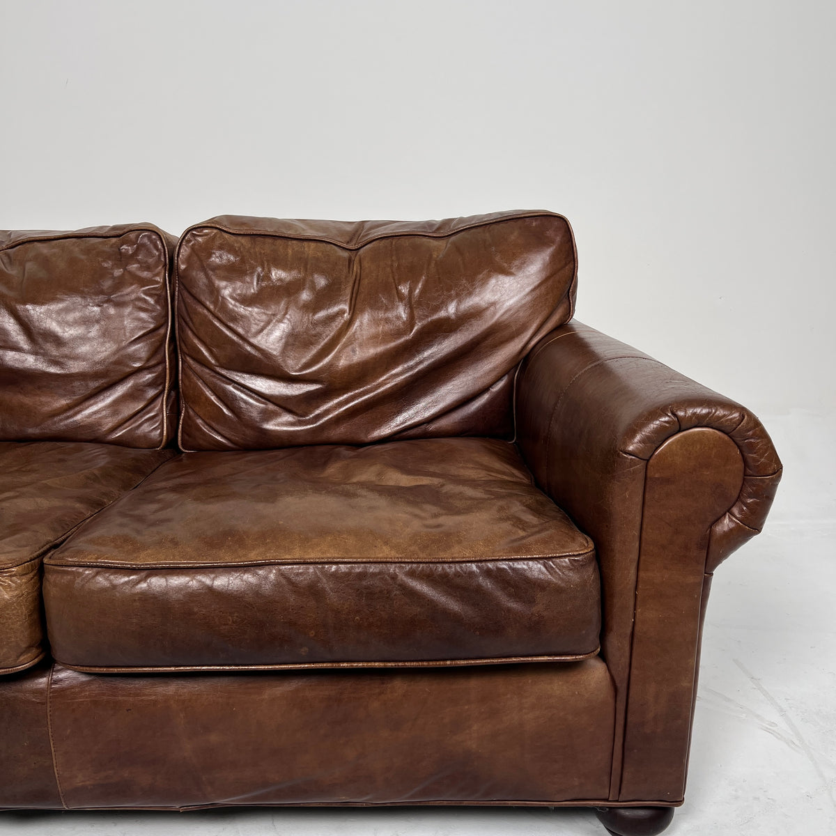 Restoration Hardware Lancaster Loveseat. Genuine Leather 2 seater Sofa