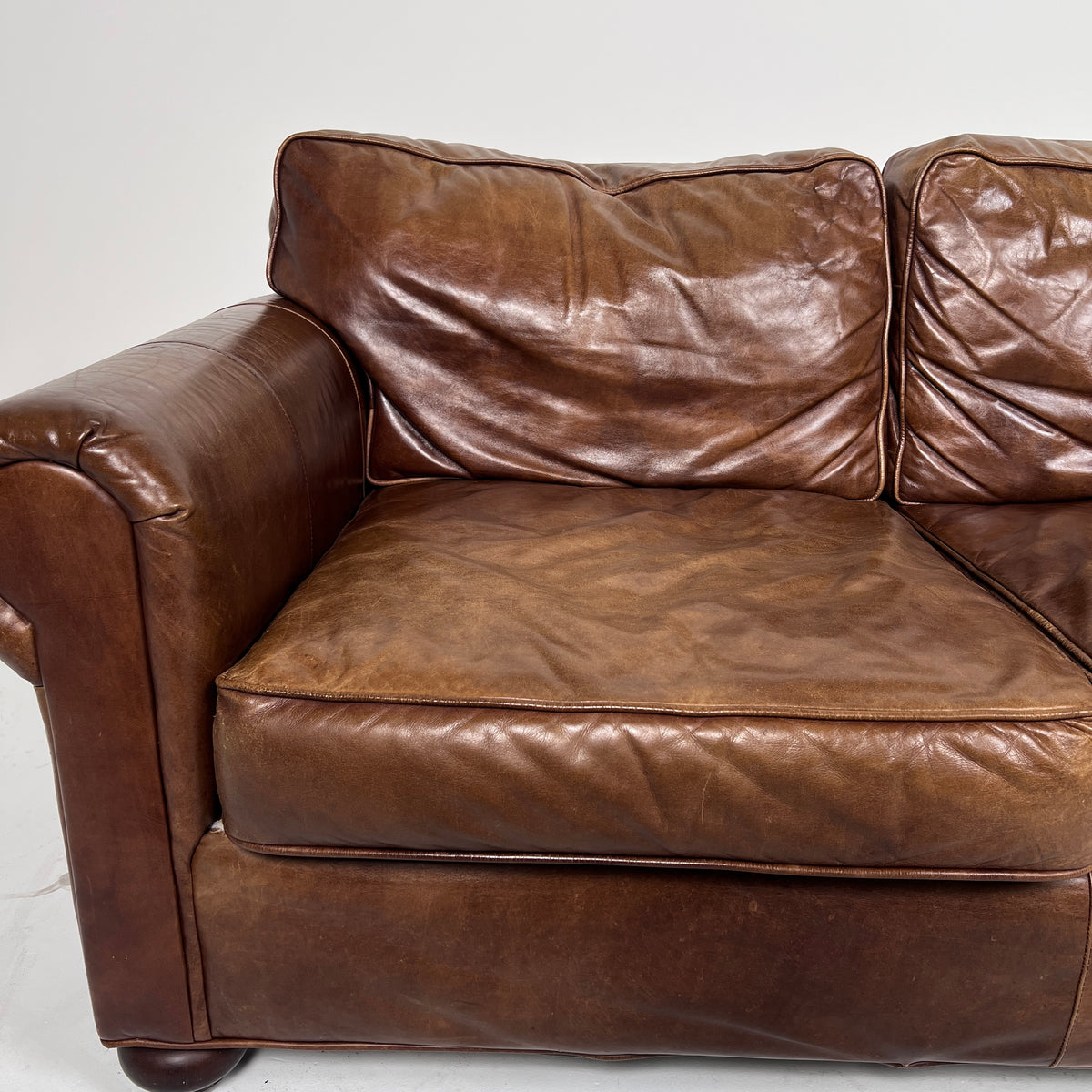 Restoration Hardware Lancaster Loveseat. Genuine Leather 2 seater Sofa