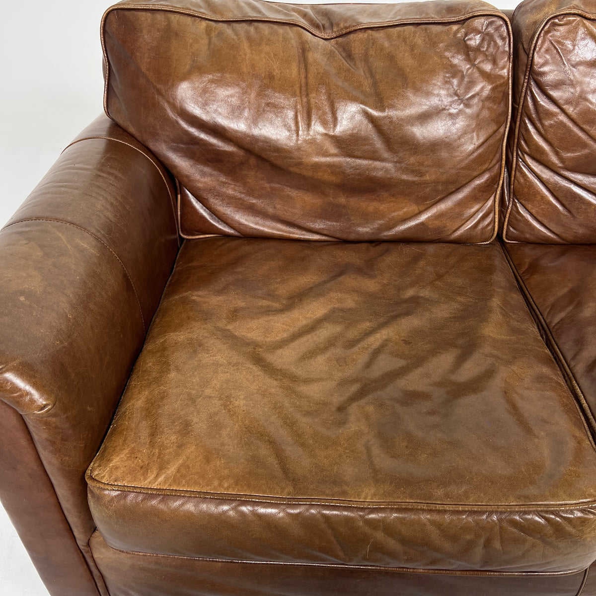 Restoration Hardware Lancaster Loveseat. Genuine Leather 2 seater Sofa