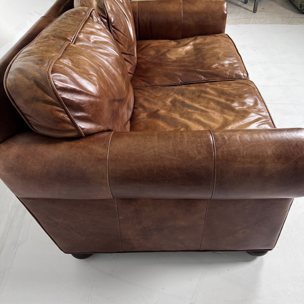 Restoration Hardware Lancaster Loveseat. Genuine Leather 2 seater Sofa