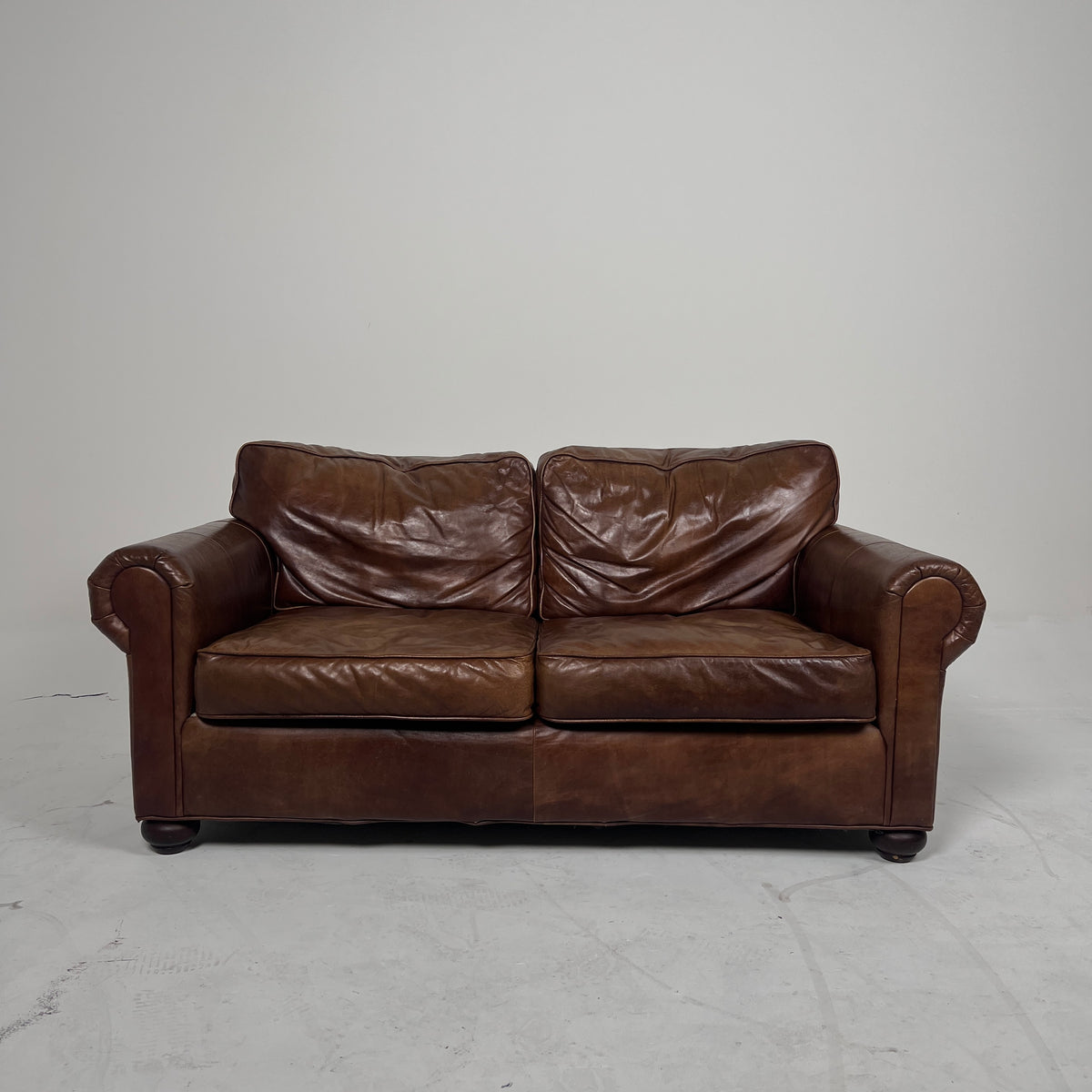 Restoration Hardware Lancaster Loveseat. Genuine Leather 2 seater Sofa