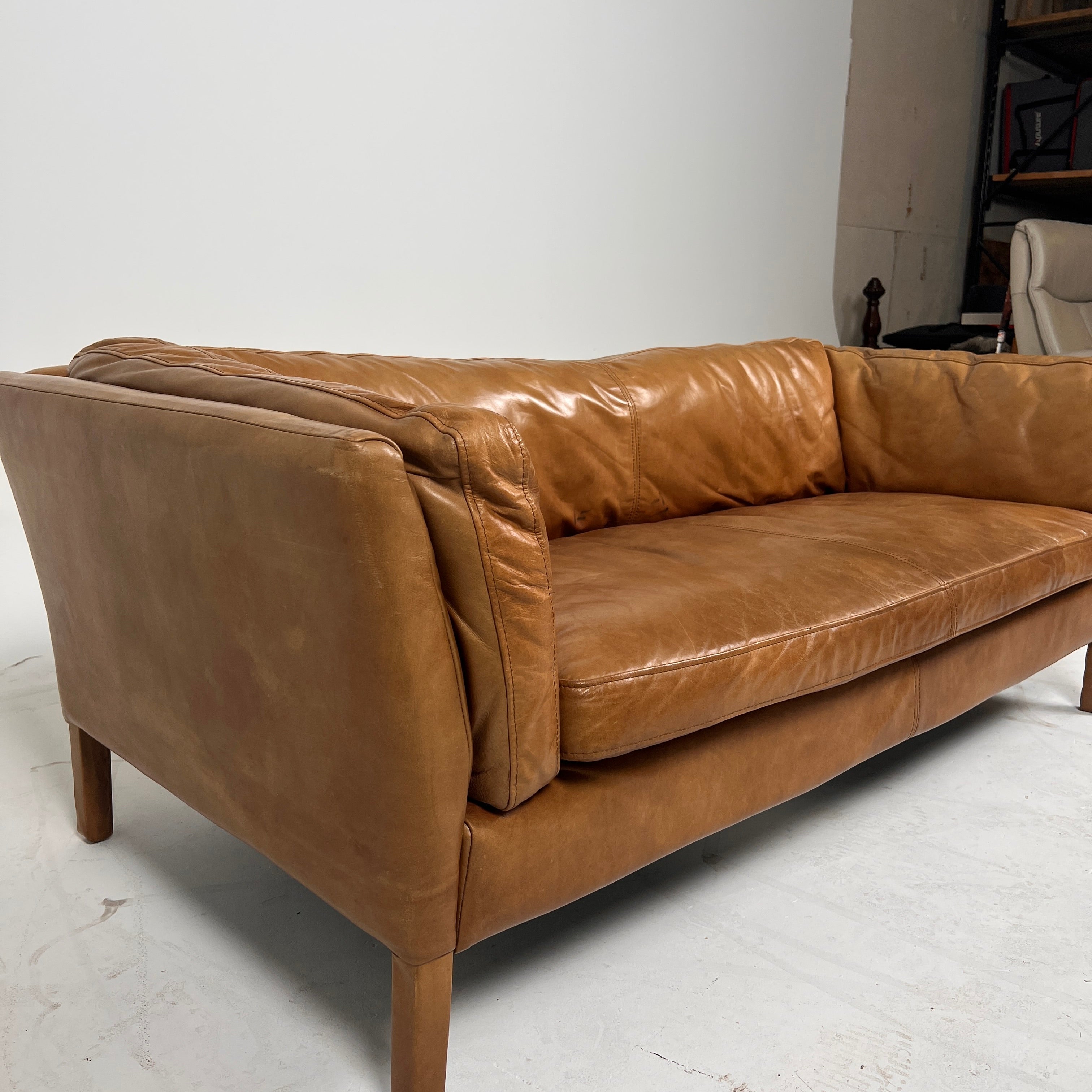 Restoration Hardware Sorensen leather Sofa. Rh leather loveseat. Delivery available