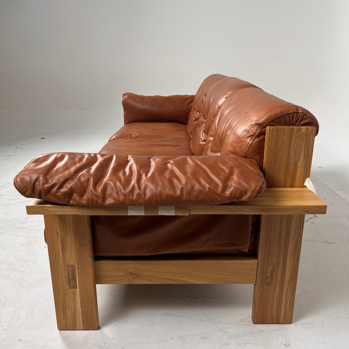 Shinola Runwell Wood Frame Sofa. Leather and wood MCM Couch. Delivery Available