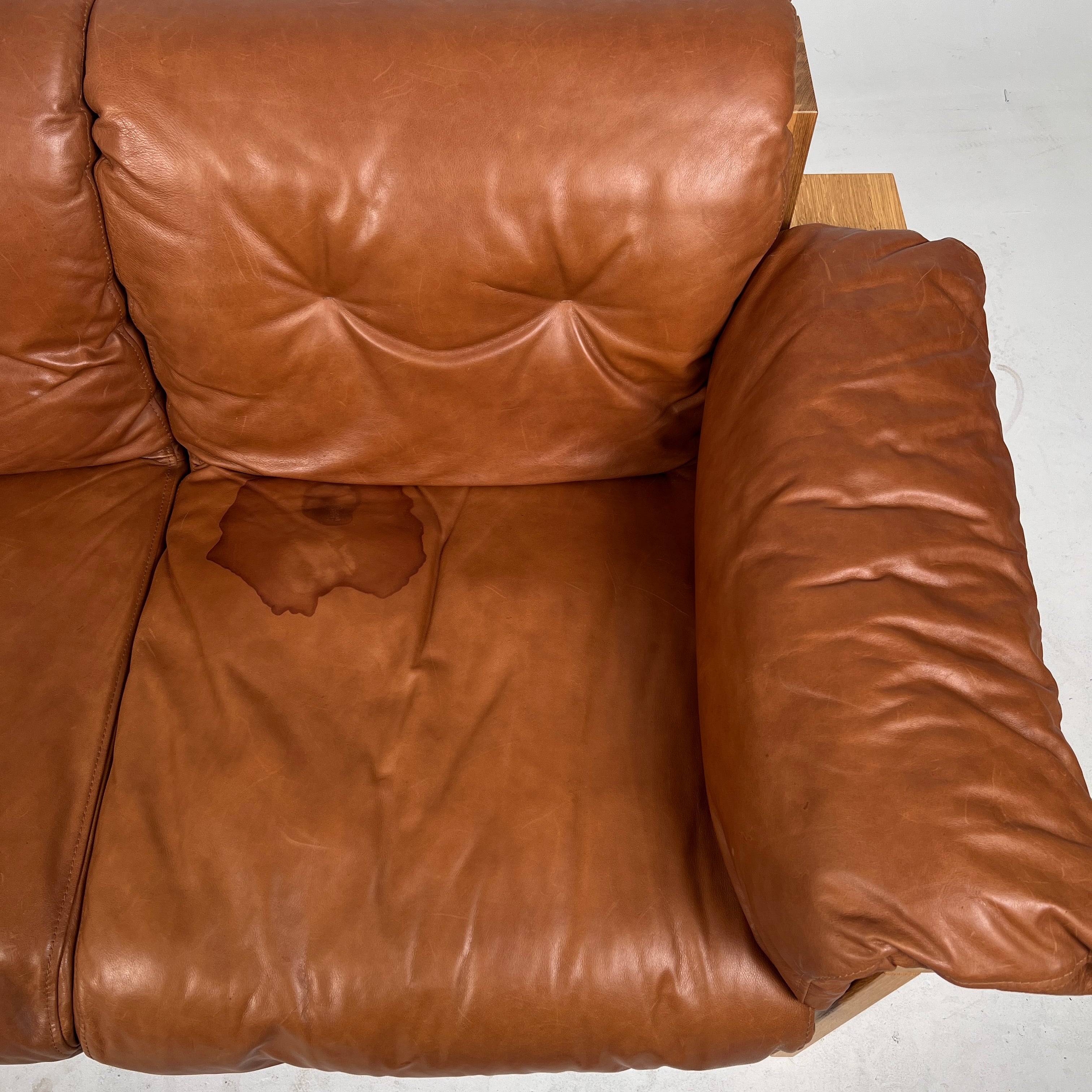 Shinola Runwell Wood Frame Sofa. Leather and wood MCM Couch. Delivery Available