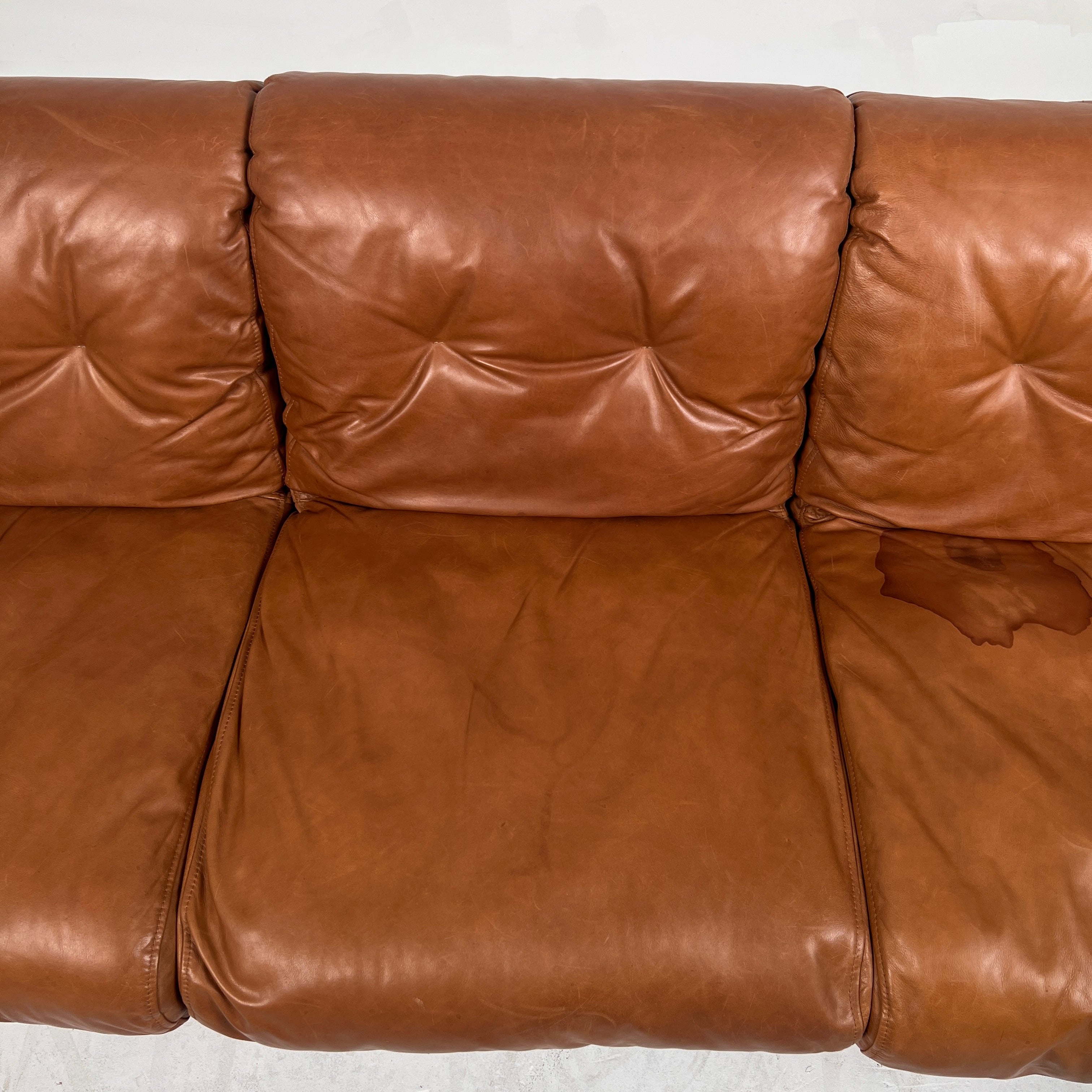Shinola Runwell Wood Frame Sofa. Leather and wood MCM Couch. Delivery Available