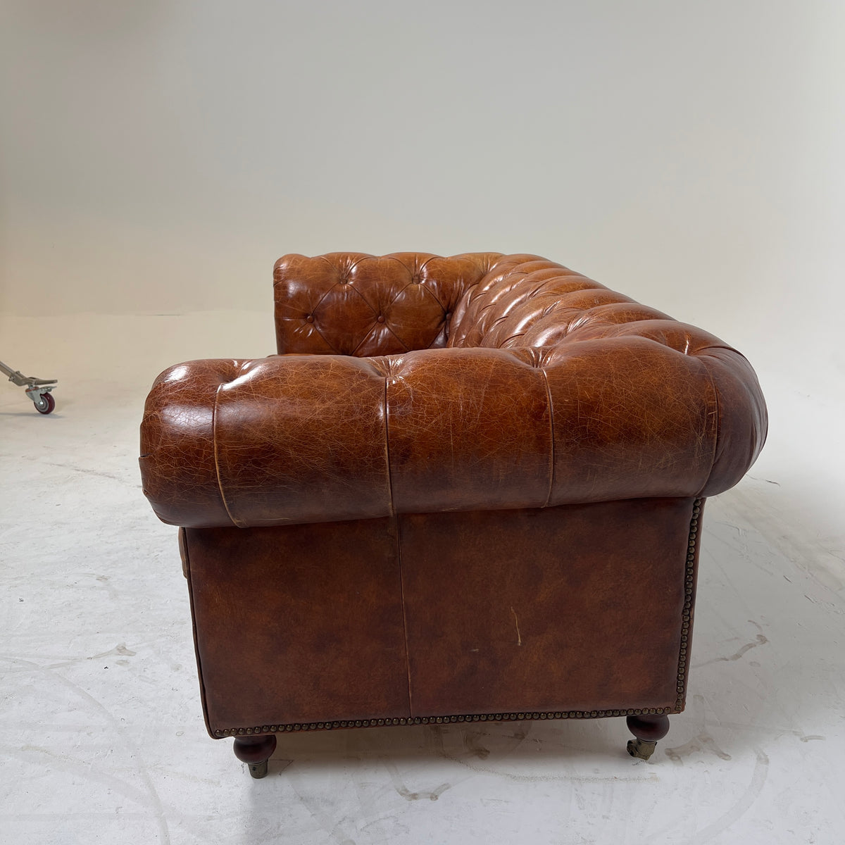 Moe's Chesterfield leather loveseat. Genuine Distressed leather sofa couch. Delivery available