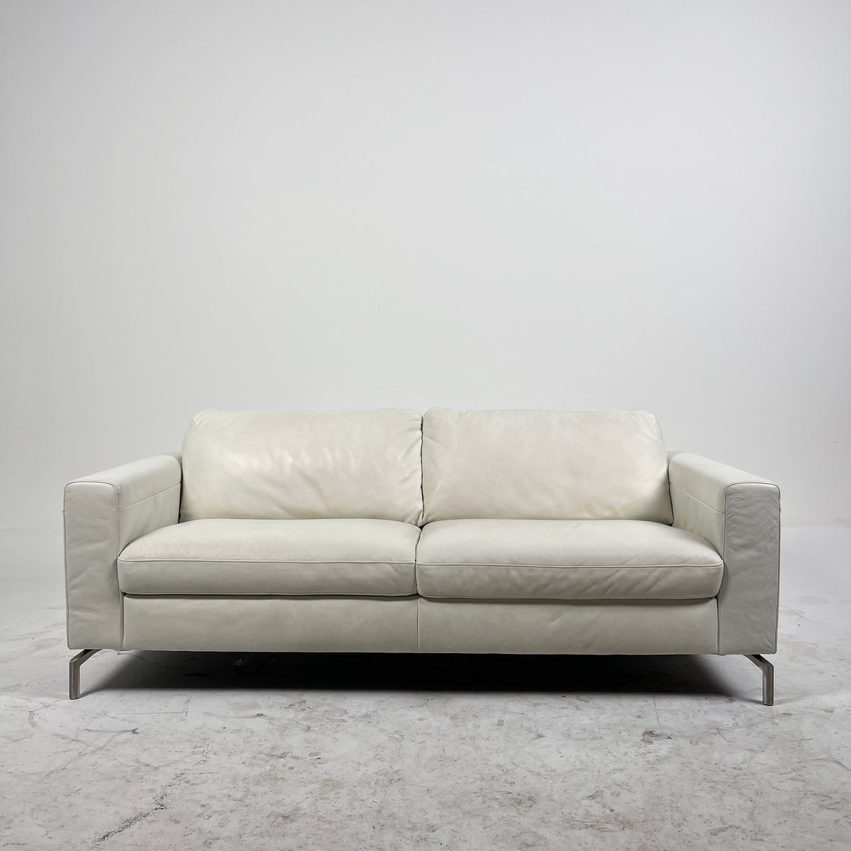 Natuzzi Editions Leather Sofa. White 3 seater Italian couch. delivery available