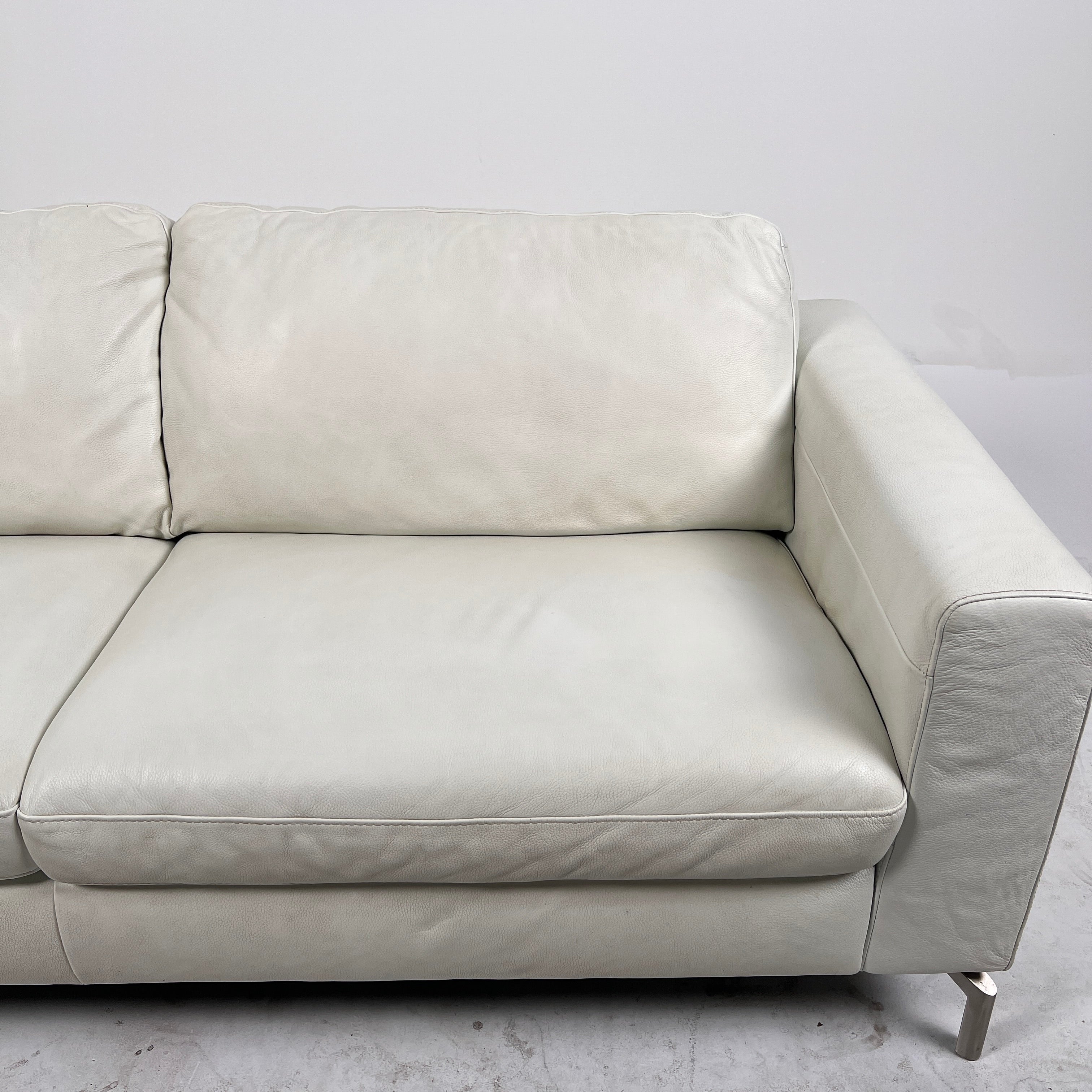 Natuzzi Editions Leather Sofa. White 3 seater Italian couch. delivery available