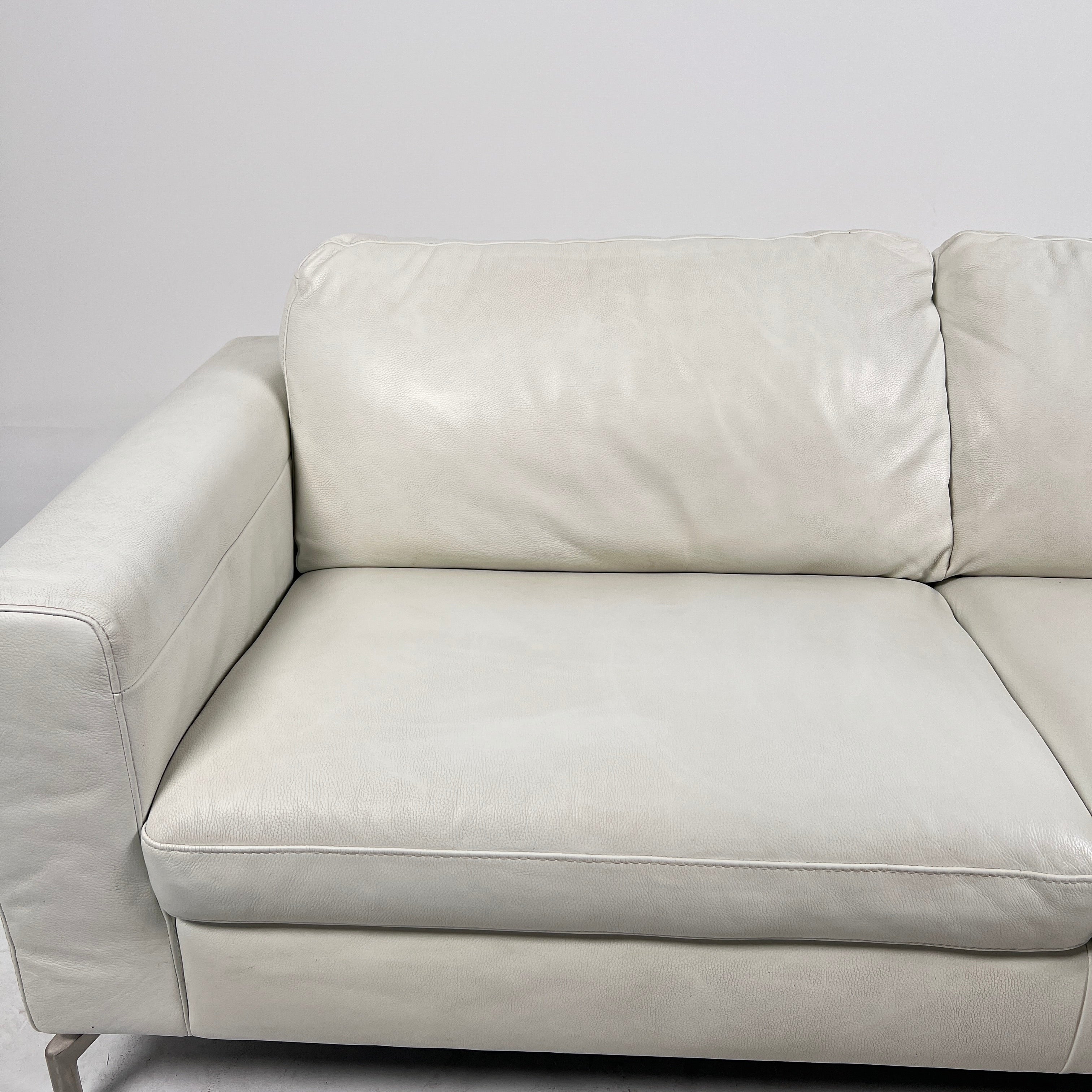 Natuzzi Editions Leather Sofa. White 3 seater Italian couch. delivery available