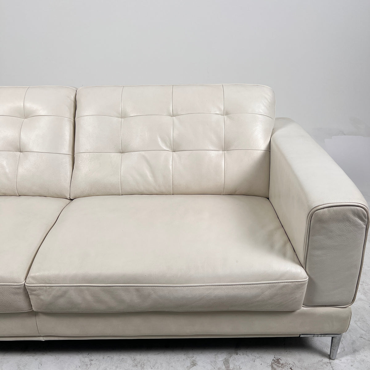 Scan Design leather loveseat. white sofa. Delivery available