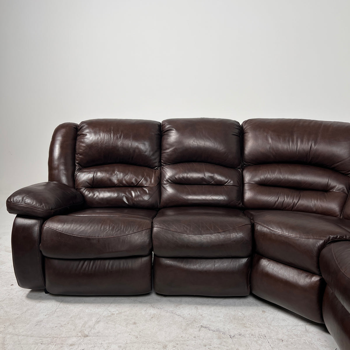 Brown Leather manual recliner. Modular Corner sofa couch. Delivery available