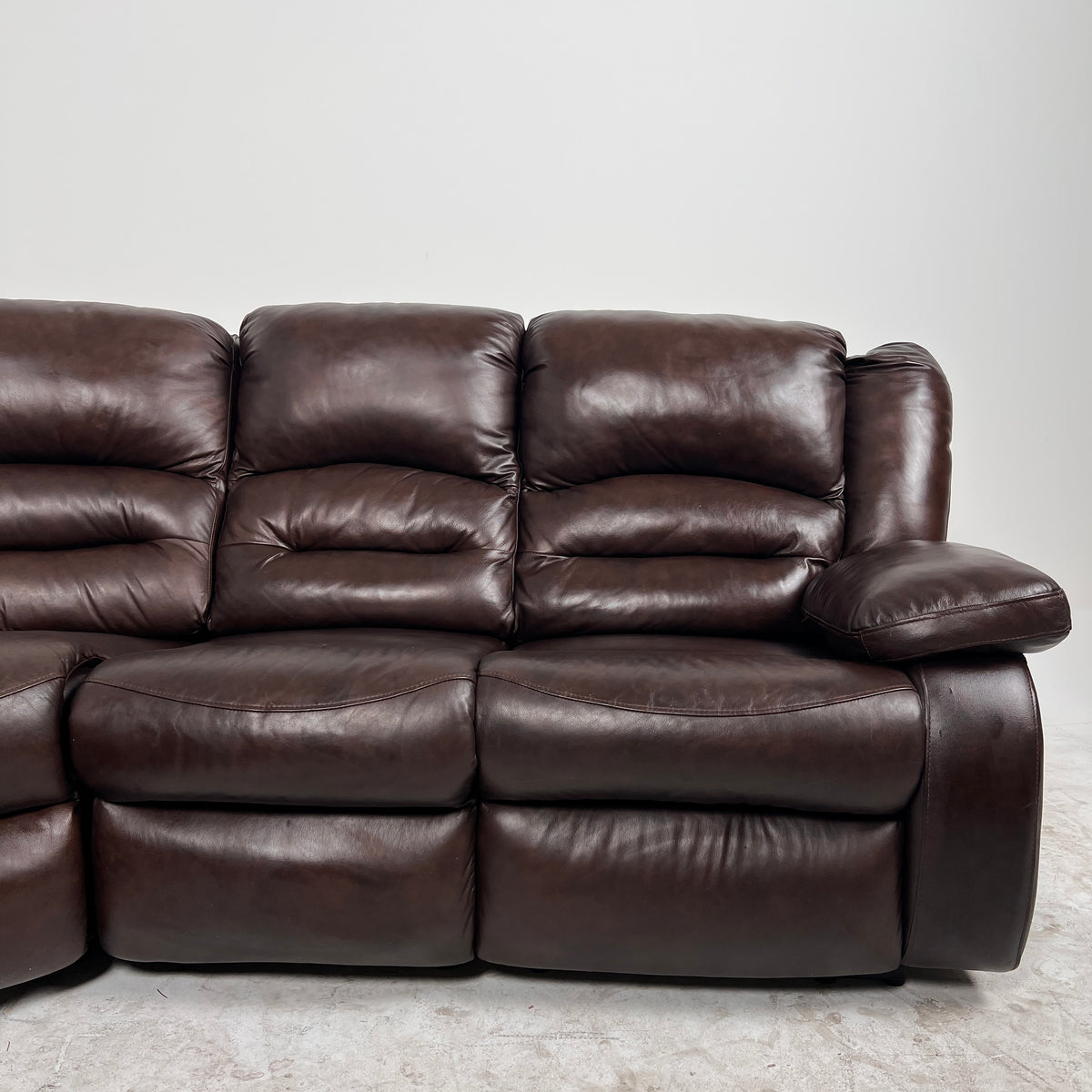 Brown Leather manual recliner. Modular Corner sofa couch. Delivery available