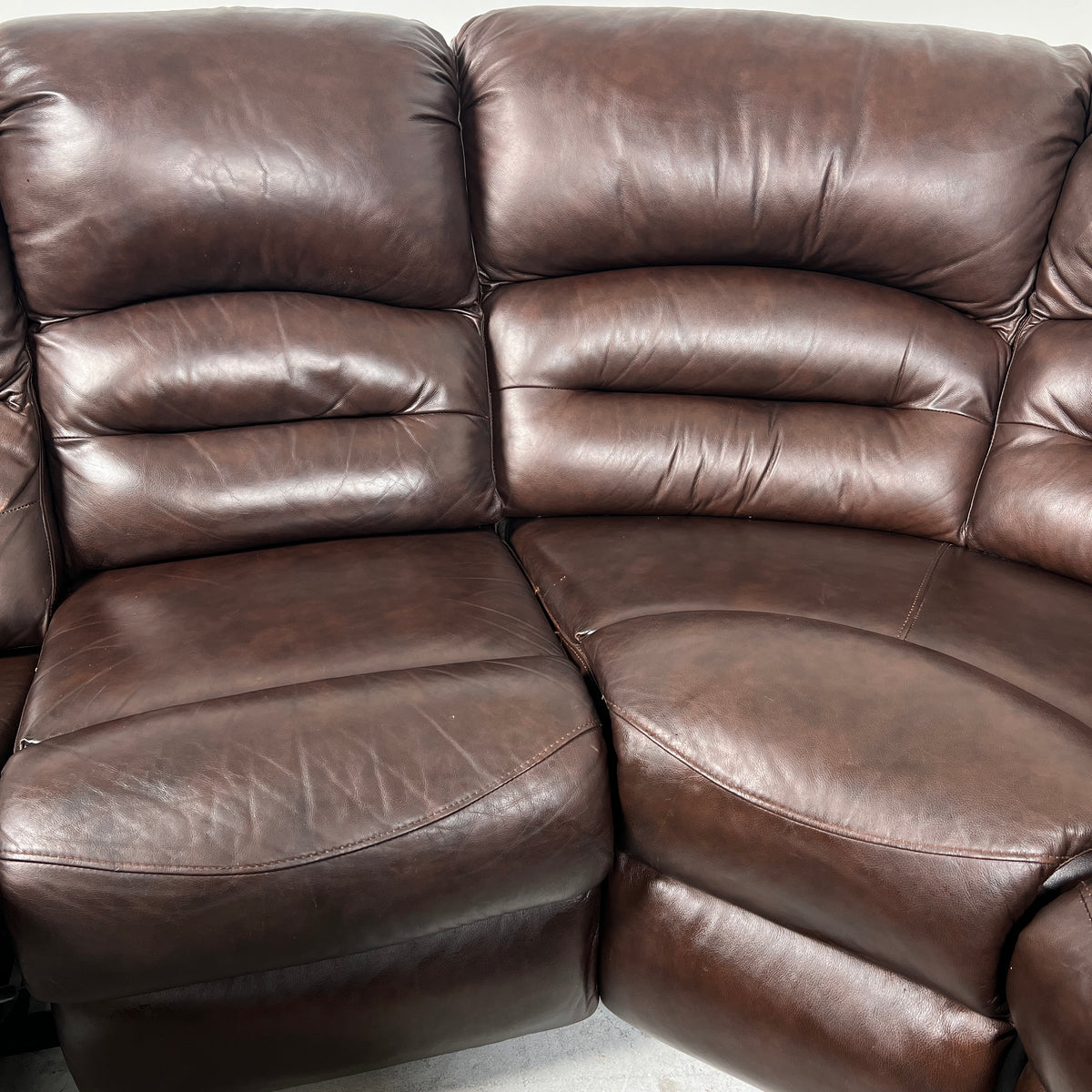 Brown Leather manual recliner. Modular Corner sofa couch. Delivery available