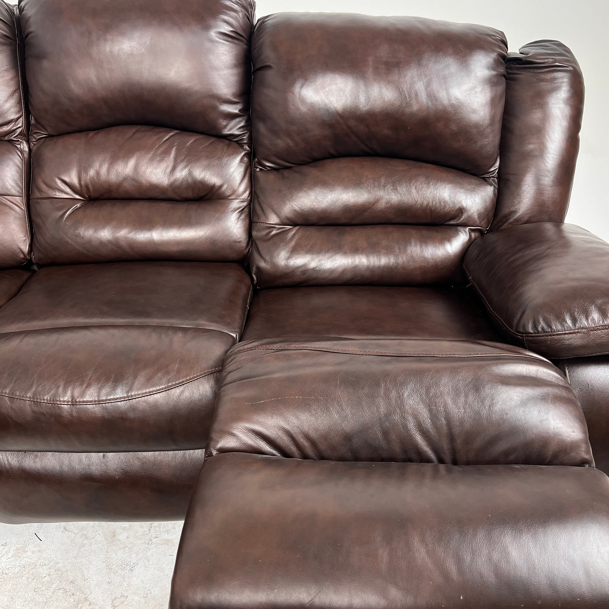 Brown Leather manual recliner. Modular Corner sofa couch. Delivery available