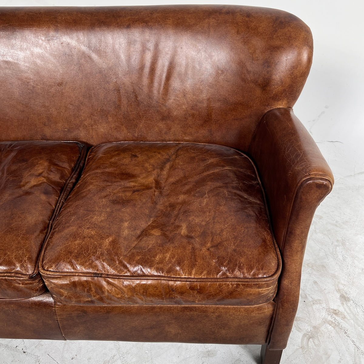 Baby Restoration Hardware sofa couch. Tiny leather loveseat. Delivery available