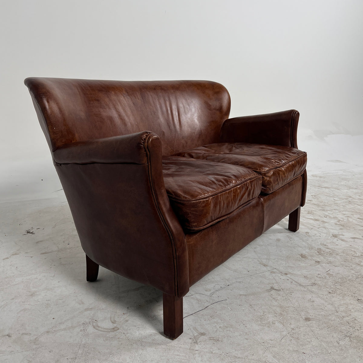 Baby Restoration Hardware sofa couch. Tiny leather loveseat. Delivery available