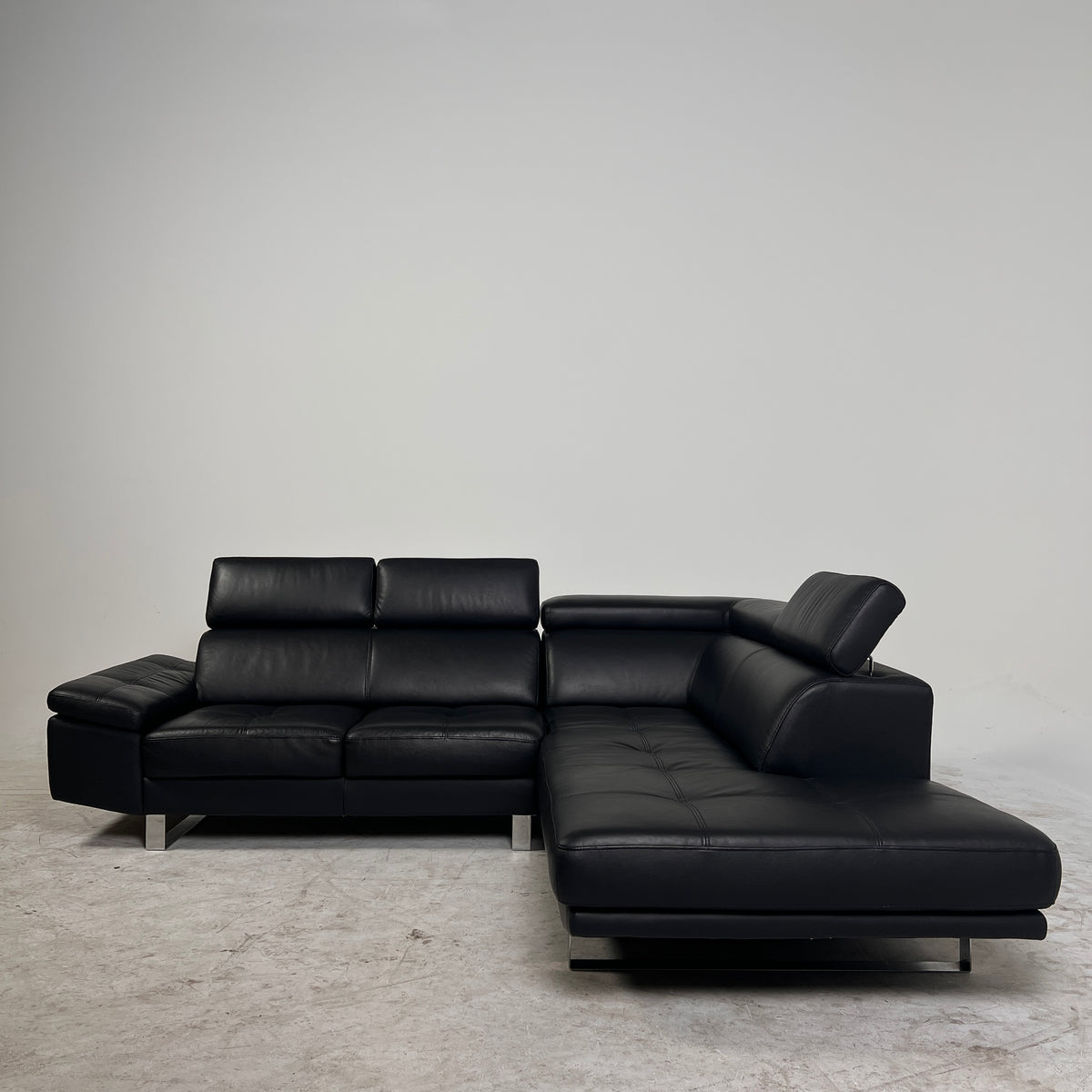 Moe's Collection Leather Sectional. Black L shaped sofa couch. Delivery available