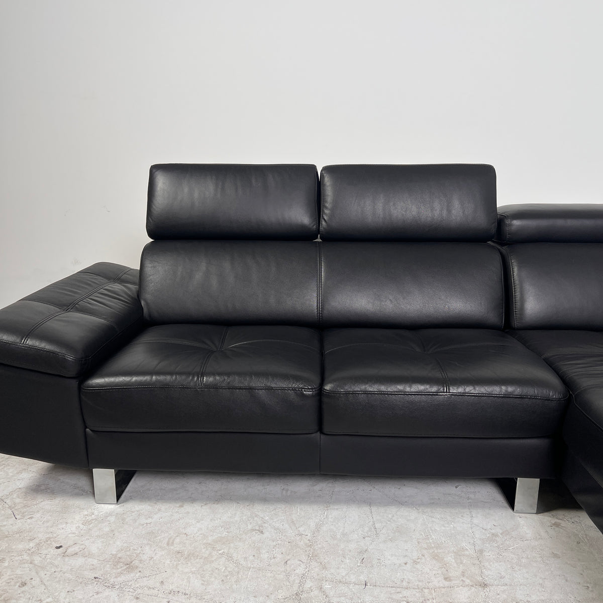 Moe's Collection Leather Sectional. Black L shaped sofa couch. Delivery available