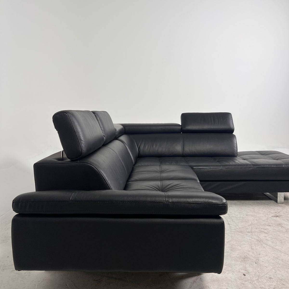 Moe's Collection Leather Sectional. Black L shaped sofa couch. Delivery available