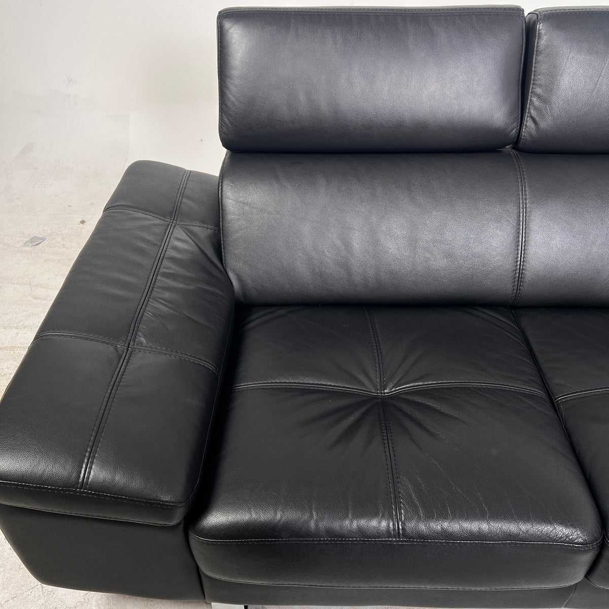 Moe's Collection Leather Sectional. Black L shaped sofa couch. Delivery available