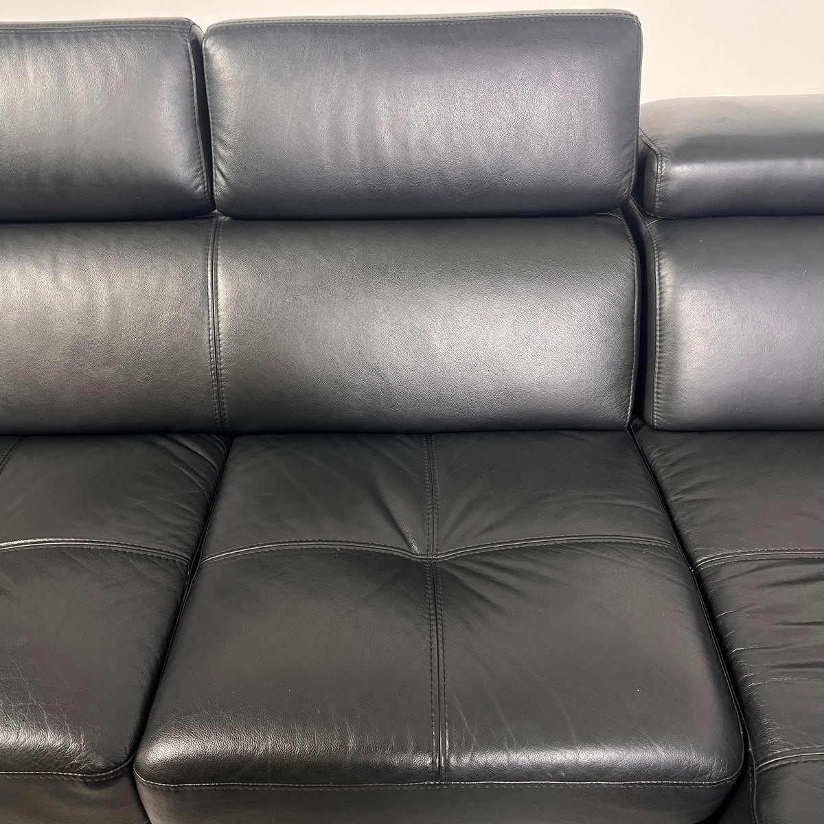Moe's Collection Leather Sectional. Black L shaped sofa couch. Delivery available