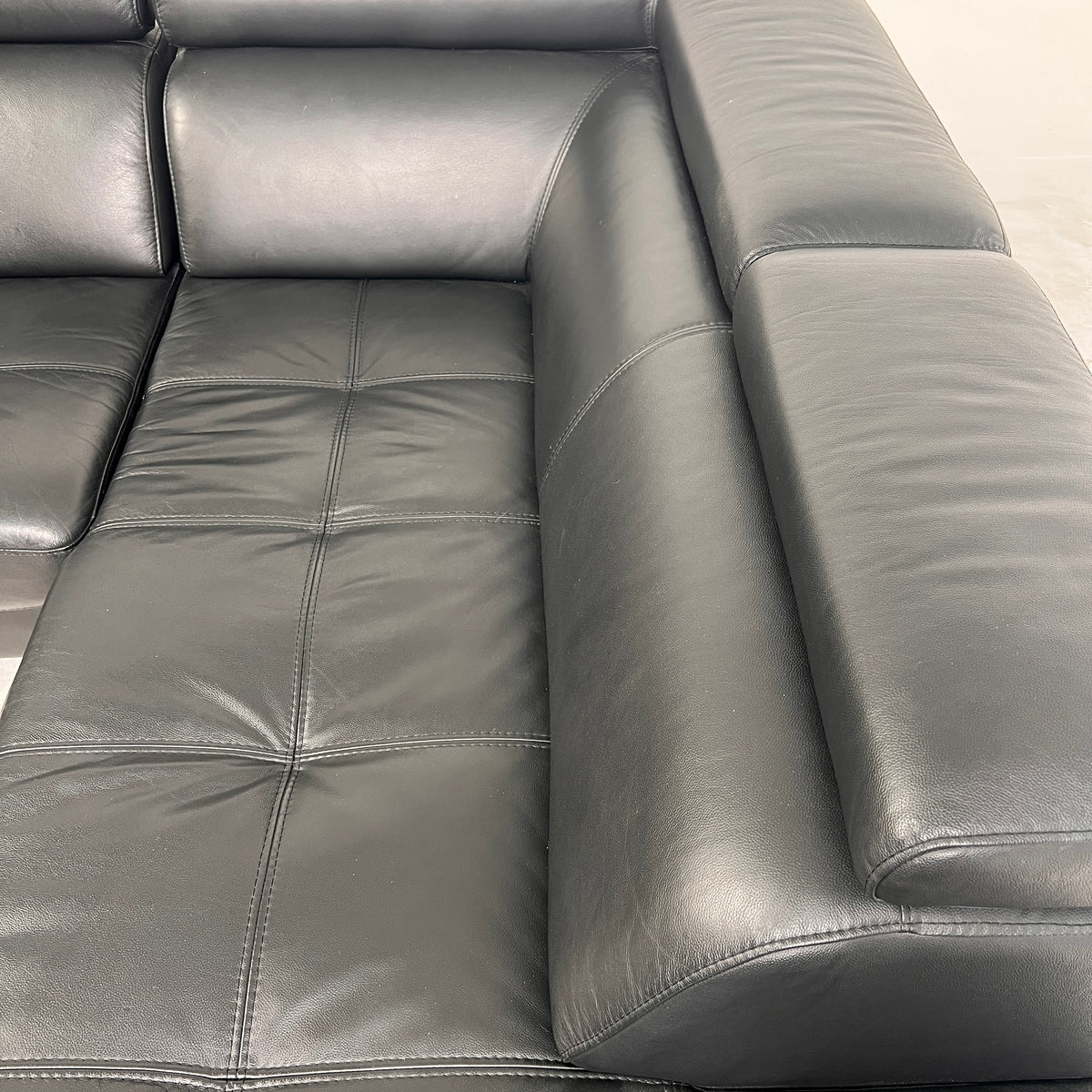 Moe's Collection Leather Sectional. Black L shaped sofa couch. Delivery available
