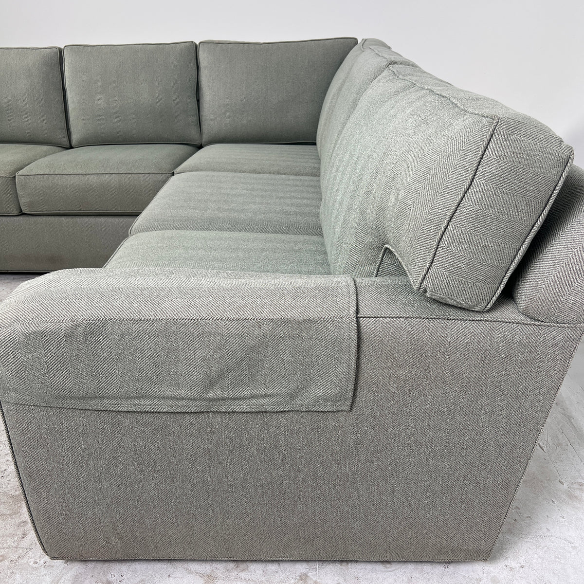 Ethan Allen Fabric Sectional. Sage Green Corner L shaped sofa couch. Delivery available