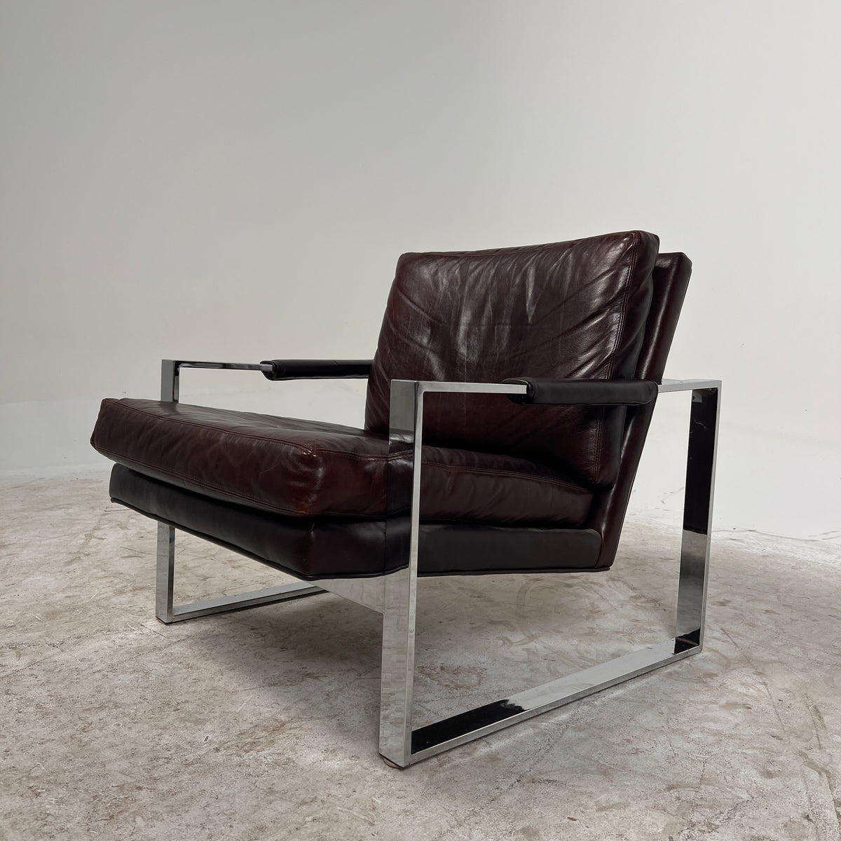 Thayer Coggin Inc Distressed leather Armchair. High End chair. Delivery available