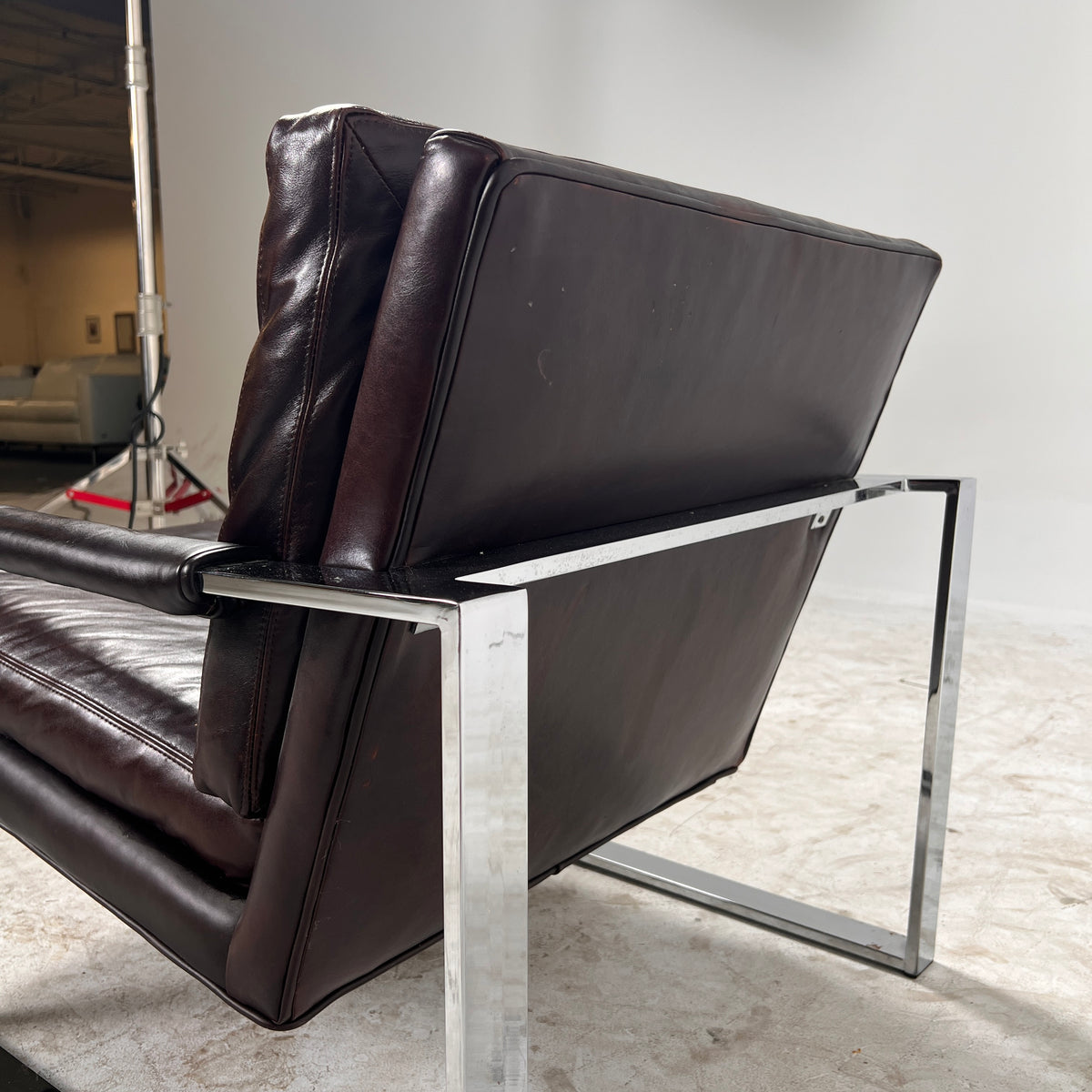 Thayer Coggin Inc Distressed leather Armchair. High End chair. Delivery available