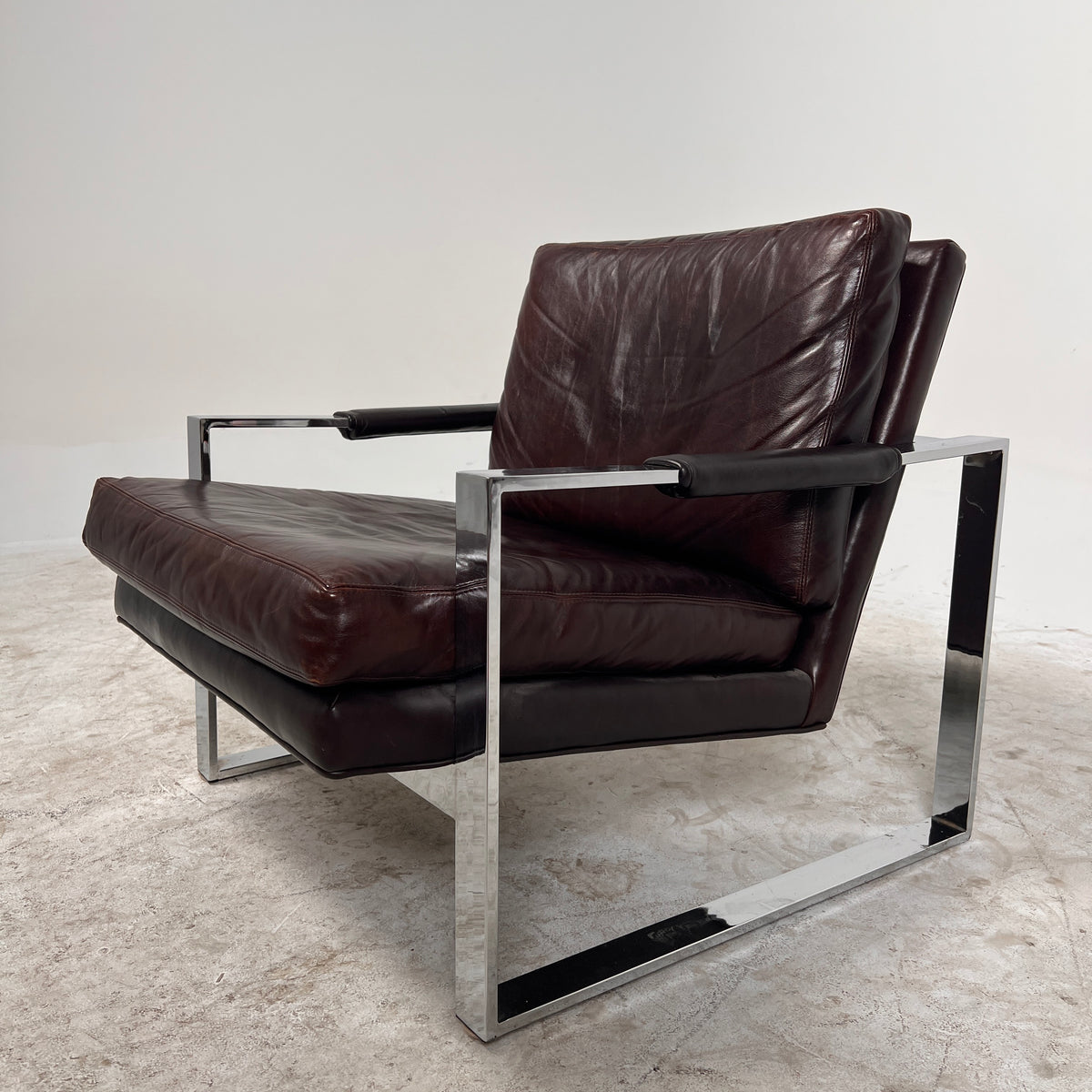 Thayer Coggin Inc Distressed leather Armchair. High End chair. Delivery available