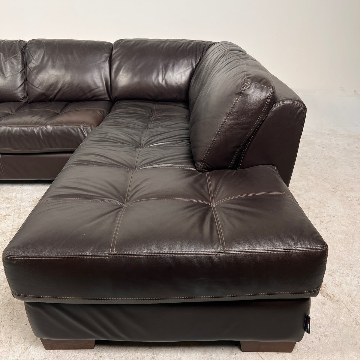 Chateau d'ax Leather Sectional. Italian L shaped sofa couch. Delivery available