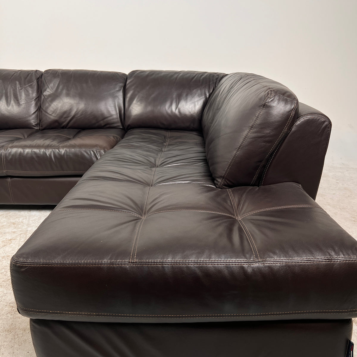 Chateau d'ax Leather Sectional. Italian L shaped sofa couch. Delivery available